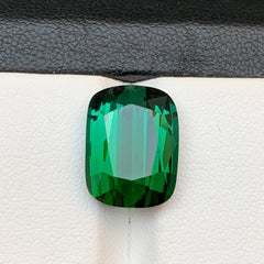 Anello di tormalina naturale verde con tonalità bluastra profonda Gemma sciolta 9,50 carati taglio cuscino
