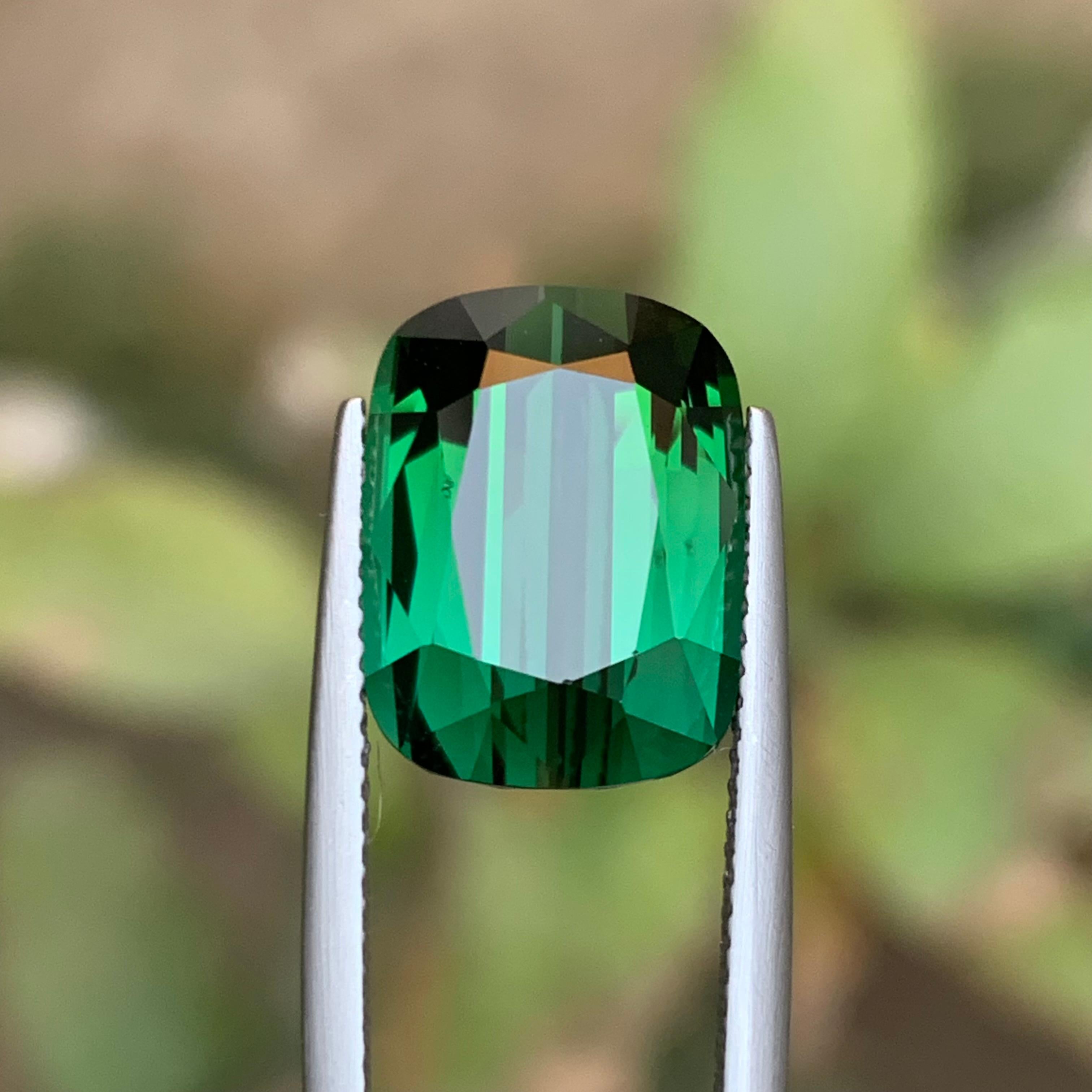 Bague en tourmaline naturelle vert bleuté profond taille coussin 9,50 carats Unisexe en vente