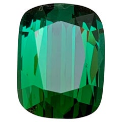 Bague en tourmaline naturelle vert bleuté profond taille coussin 9,50 carats