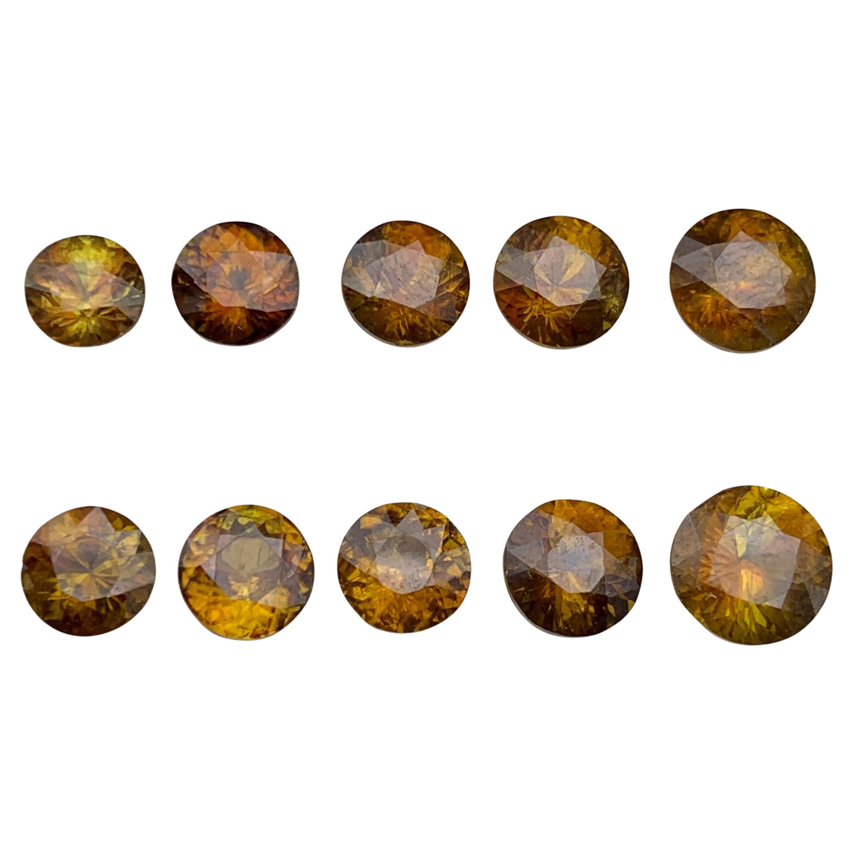 Deep Brownish Yellow Natural Sphene/Titanite  Loose Gemstones Lot 17.35 Ct Round