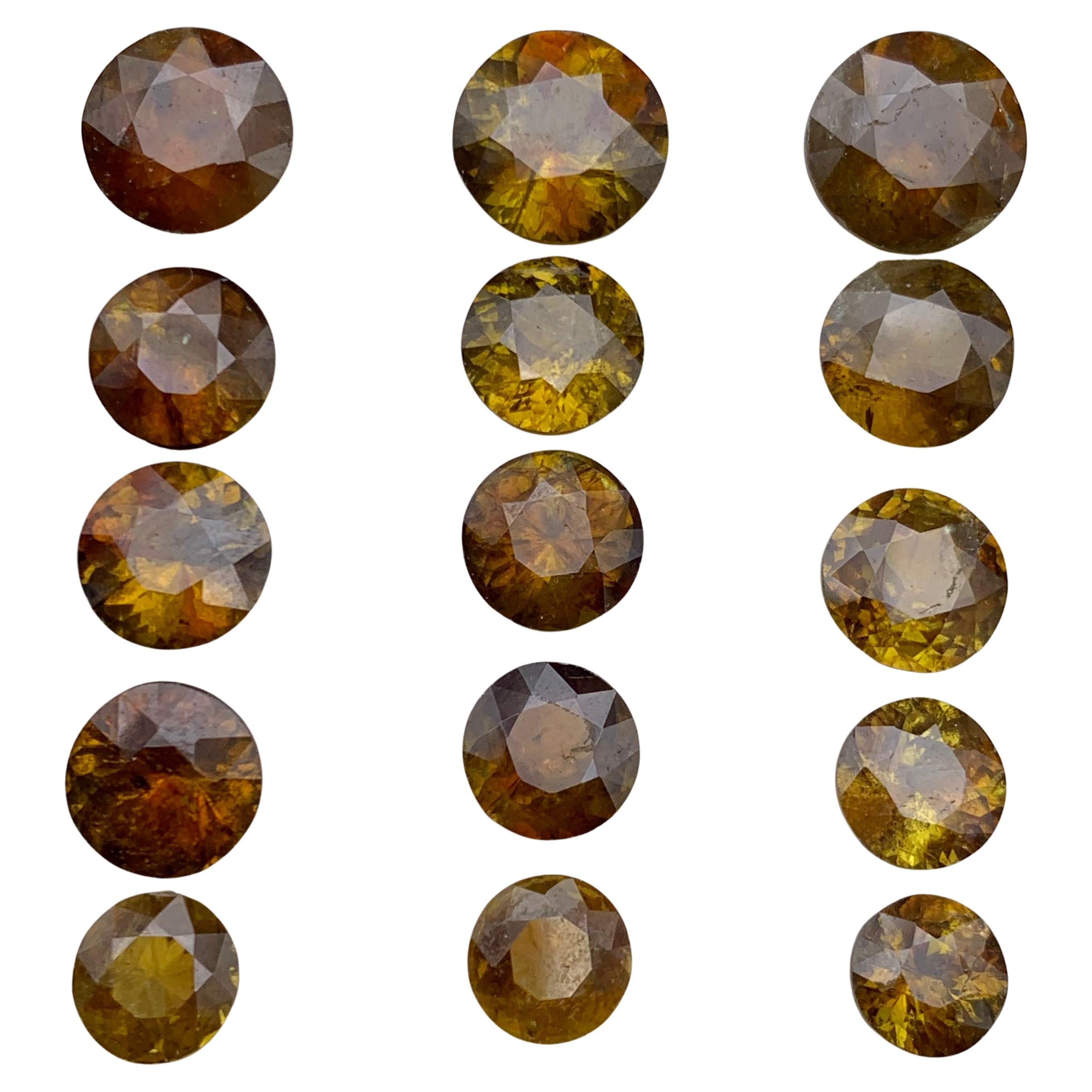 Deep Brownish Yellow Natural Sphene/Titanite  Loose Gemstones Lot 29.45 Ct Round