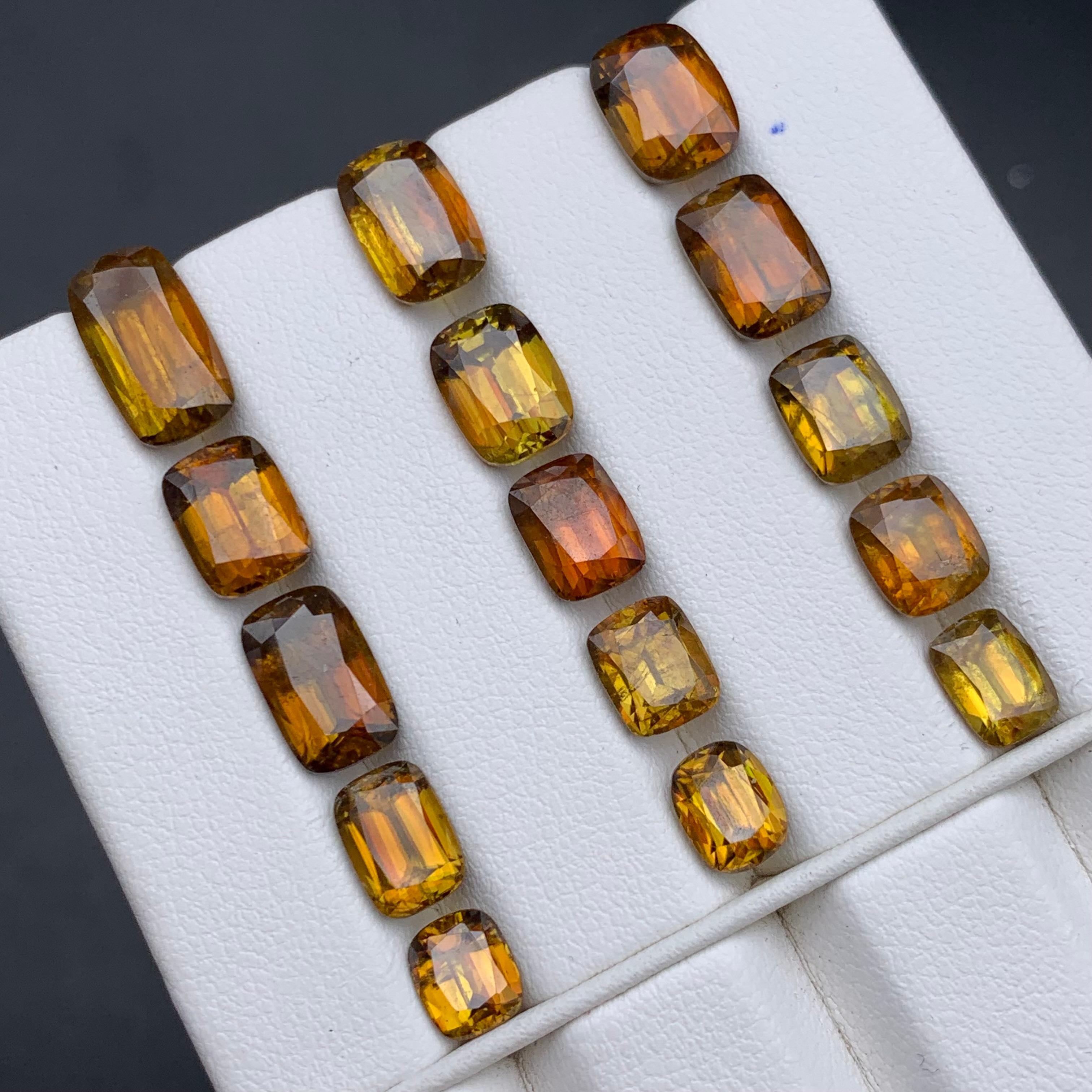 Deep Brownish Yellow Natural Sphene/Titanite Loose Gemstones Lot for Rings, Necklace Pendants, Bracelets, or any other Jewelry Setting-Cushion Cut!!

💎 GEMSTONE TYPE: Sphene/Titanite
⚖️ WEIGHT:  31.45 Carats
🪚 SHAPE & CUT: Cushion Cut
📏 SIZE