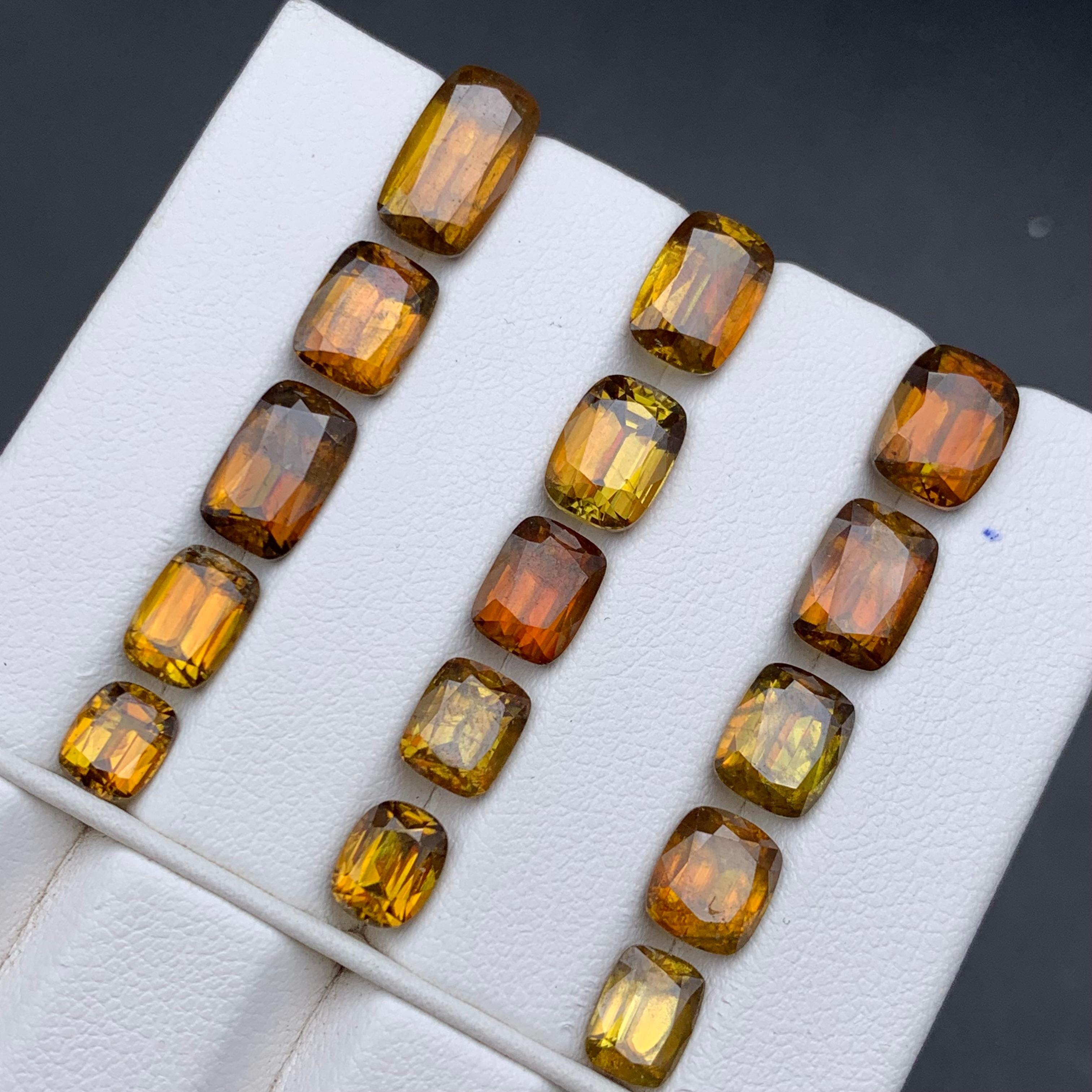 Contemporary Deep Brownish Yellow Natural Sphene/Titanite Loose Gemstones Lot 31.45Ct-Jewelry For Sale
