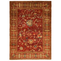 Deep Burgundy Antique Indian Agra Rug. Size: 4 ft 8 in x 6 ft 8 in