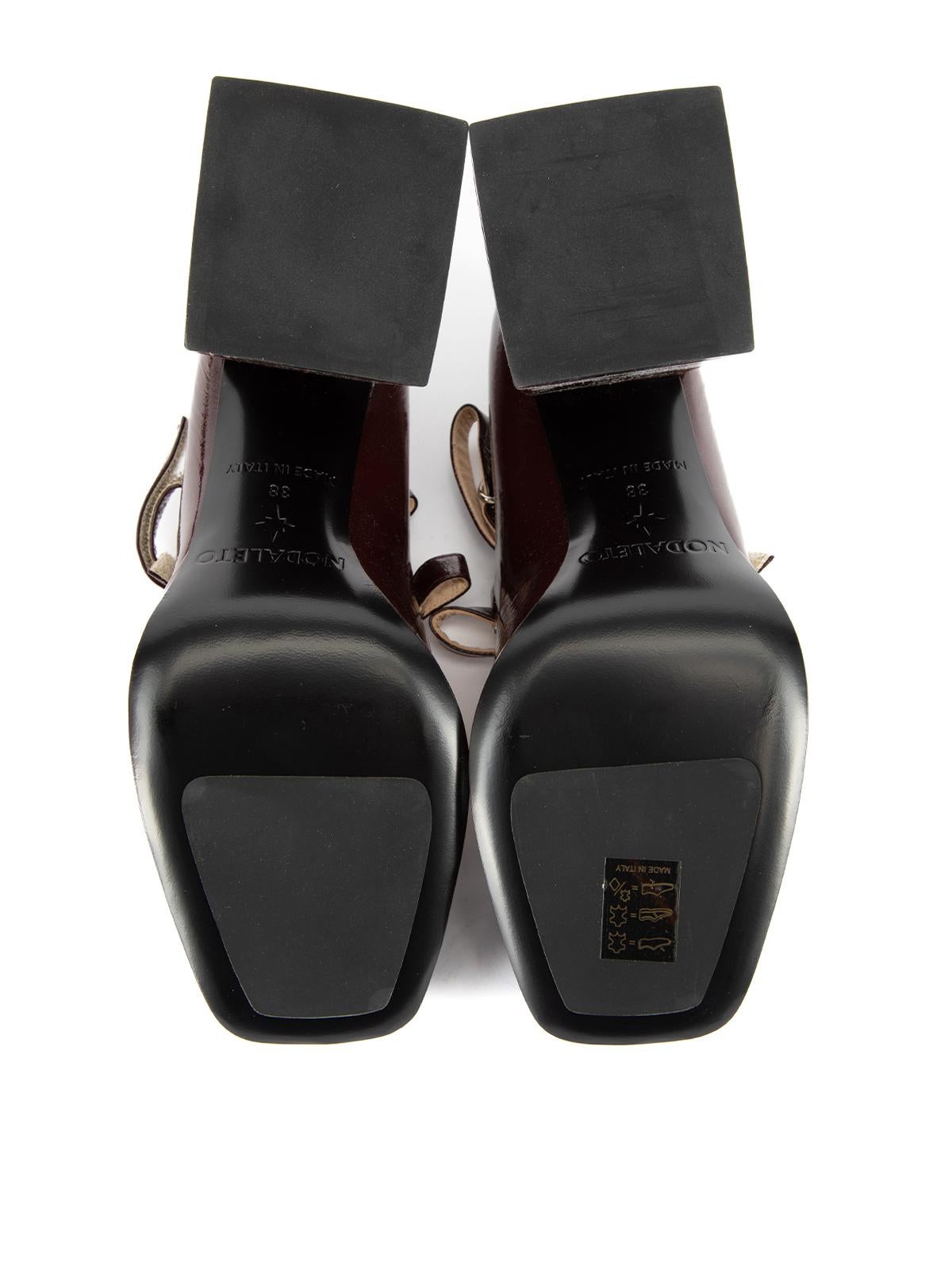 Women's Nodaleto Deep Burgundy Bulla Babies Patent-Leather Mary Jane Heels Size UK 8 For Sale