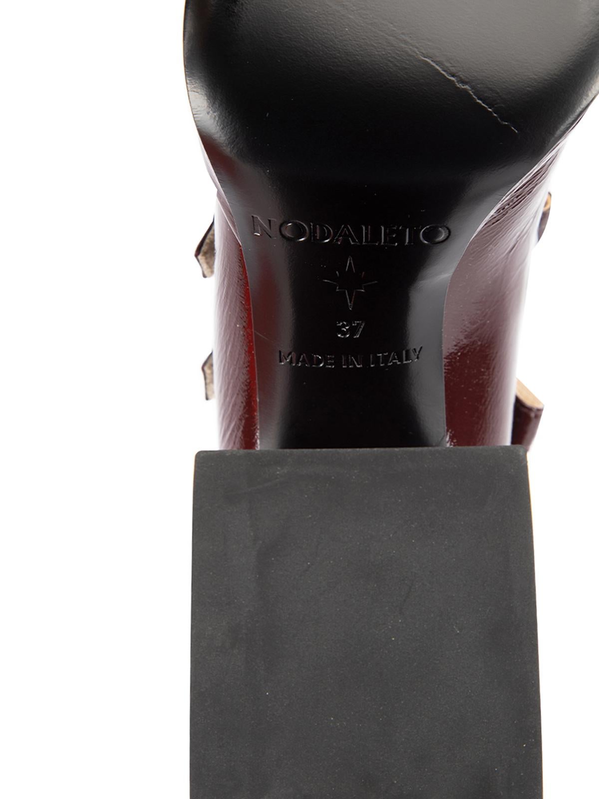 Nodaleto Deep Burgundy Bulla Babies Patent-Leather Mary Jane Heels Size UK 8 2