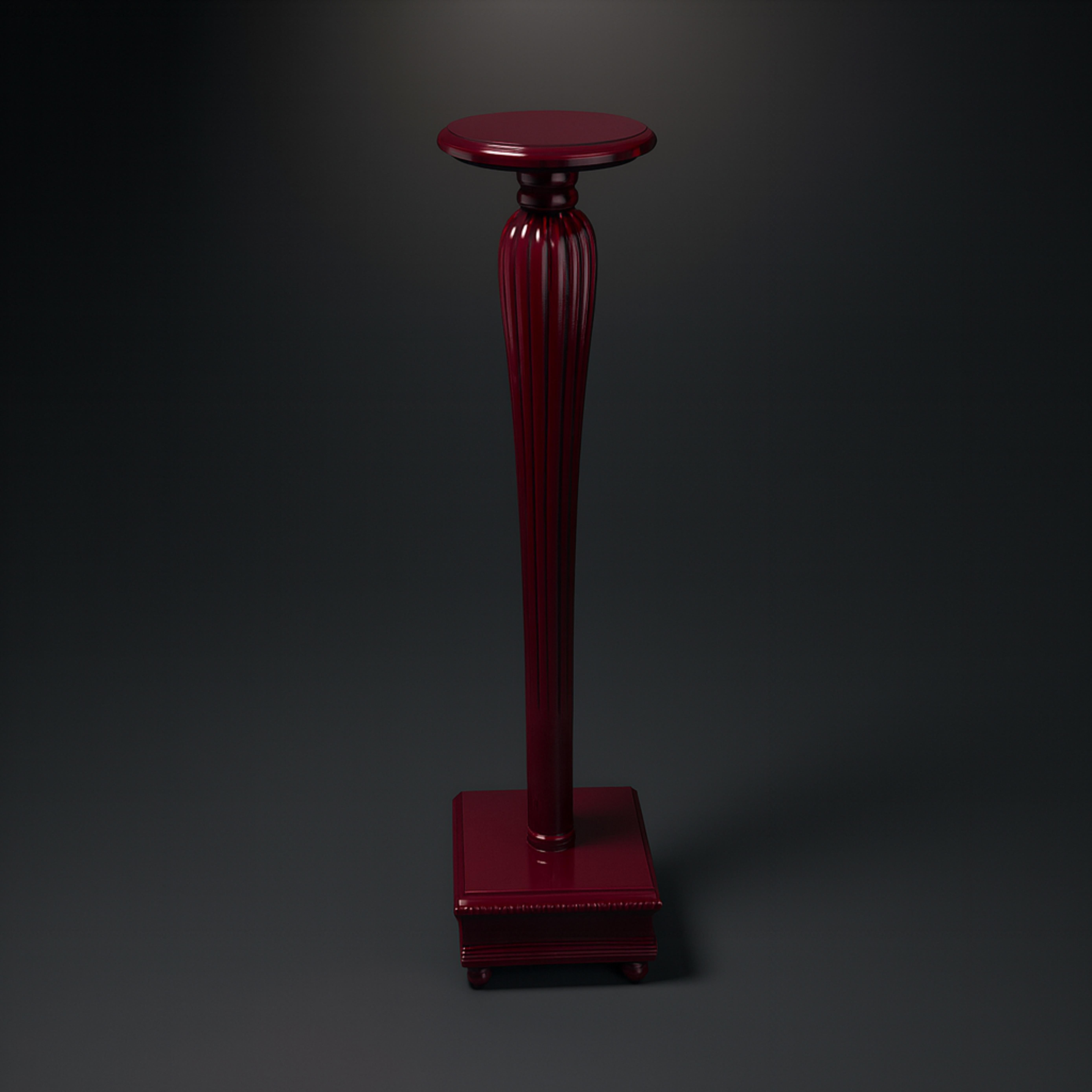 Neoclassical Deep Burgundy Color Classical Wooden Column Pedestal, 20th Century For Sale