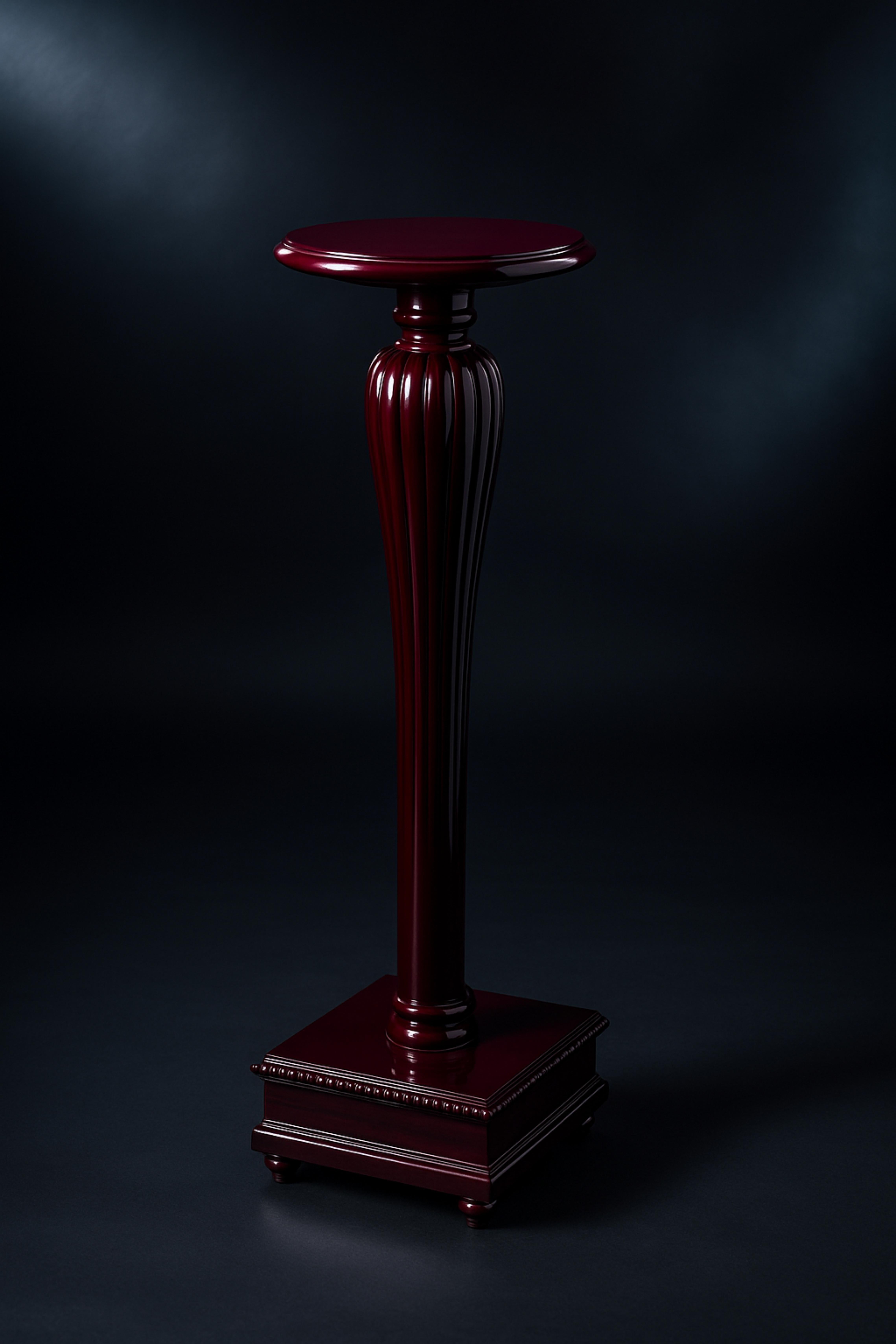Deep Burgundy Color Classical Wooden Column Pedestal, 20th Century In Good Condition For Sale In Lisbon, PT
