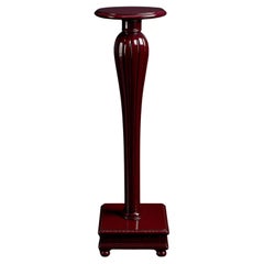 Deep Burgundy Color Classical Wooden Column Pedestal, 20th Century