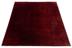 Deep Burgundy Crimson Modern Overdyed Wool Rug 9 x 11