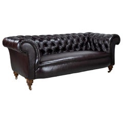 Used Deep Button Back Dark Maroon Chesterfield by Jas Shoolbred in Maroon Leather