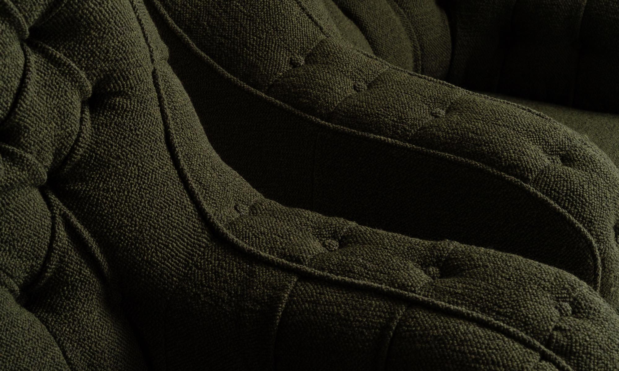 Mid-19th Century Tufted Armchairs in Wool Blend Textured Fabric