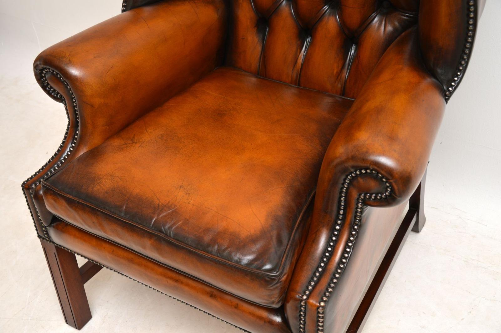 leather high back armchair