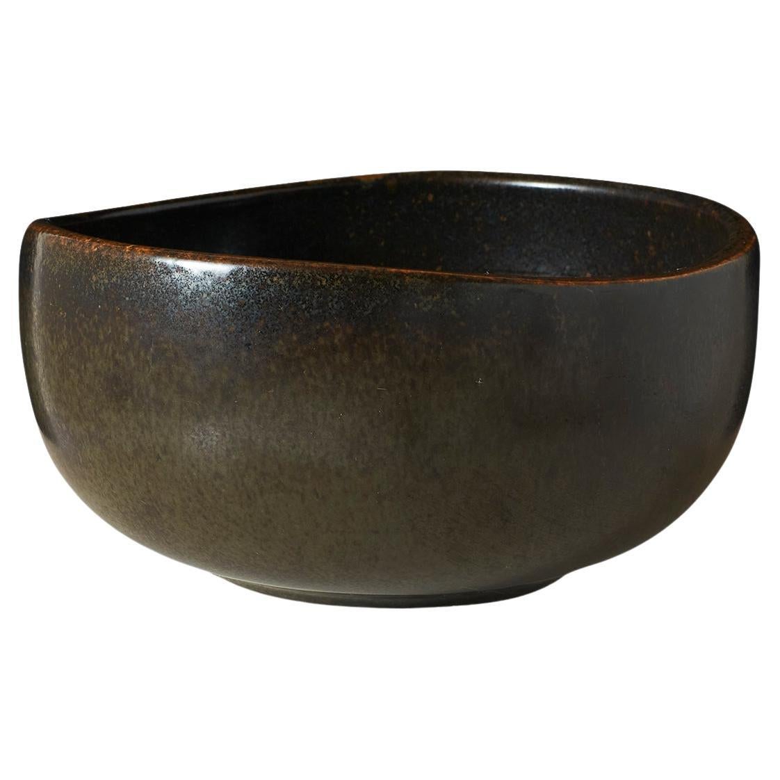 Deep Ceramic Brown Bowl by Eva Staehr-Nielsen For Sale