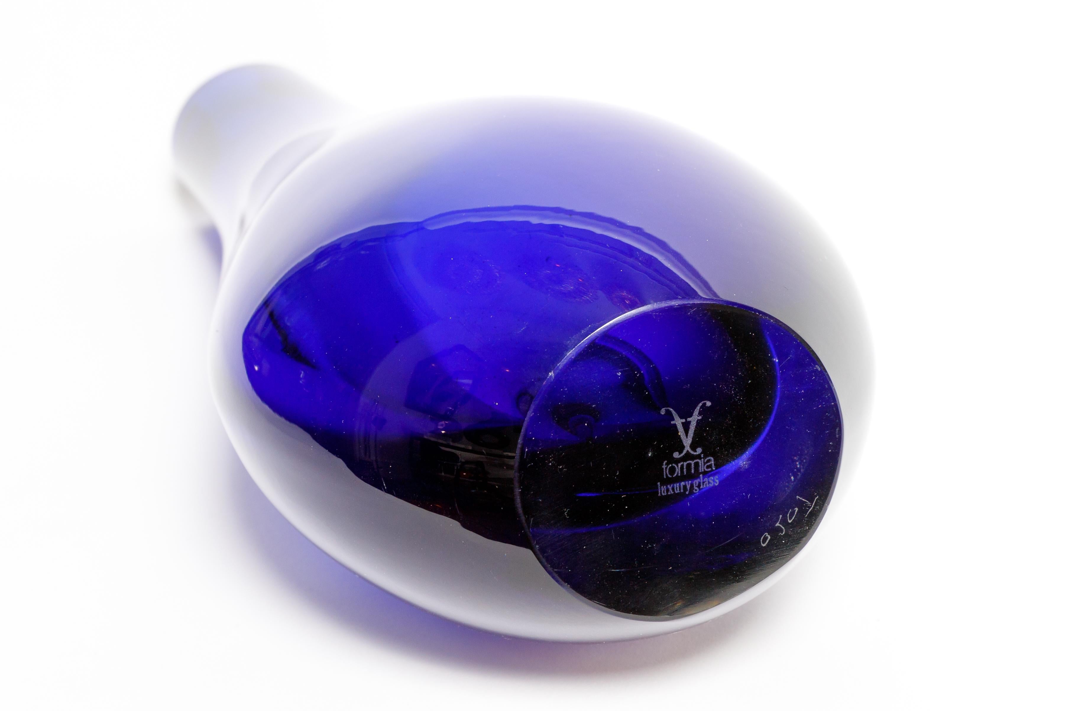 Hand-Crafted Deep Cobalt Blue Murano Glass Vase, signed For Sale