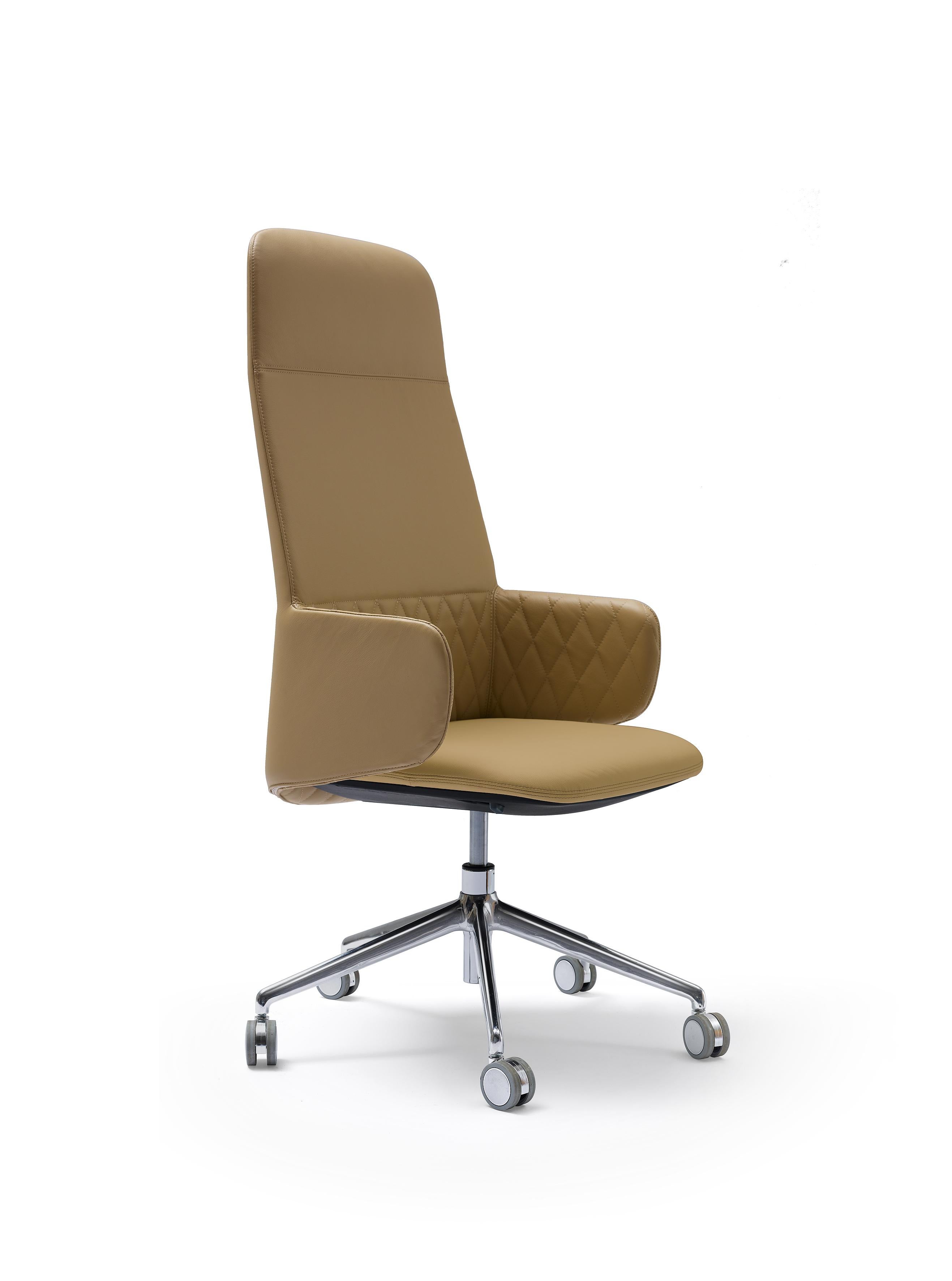 Sillón ejecutivo Deep Diamond de aluminio y piel by Quinti Sedute Italiano en venta