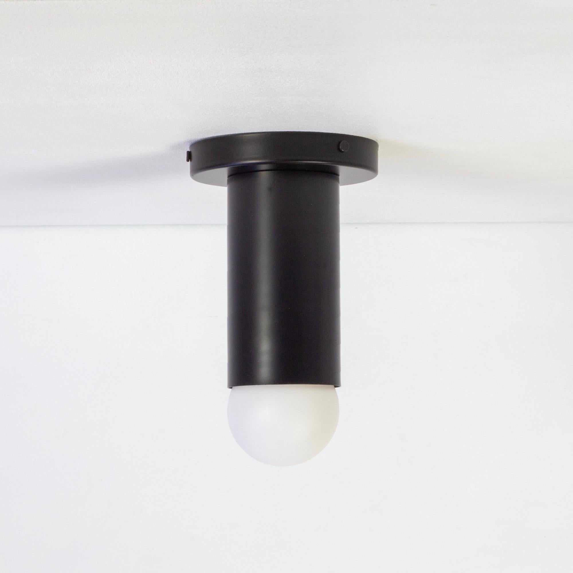 Powder-Coated Deep Flush Mount by Research.Lighting, Black, In Stock For Sale