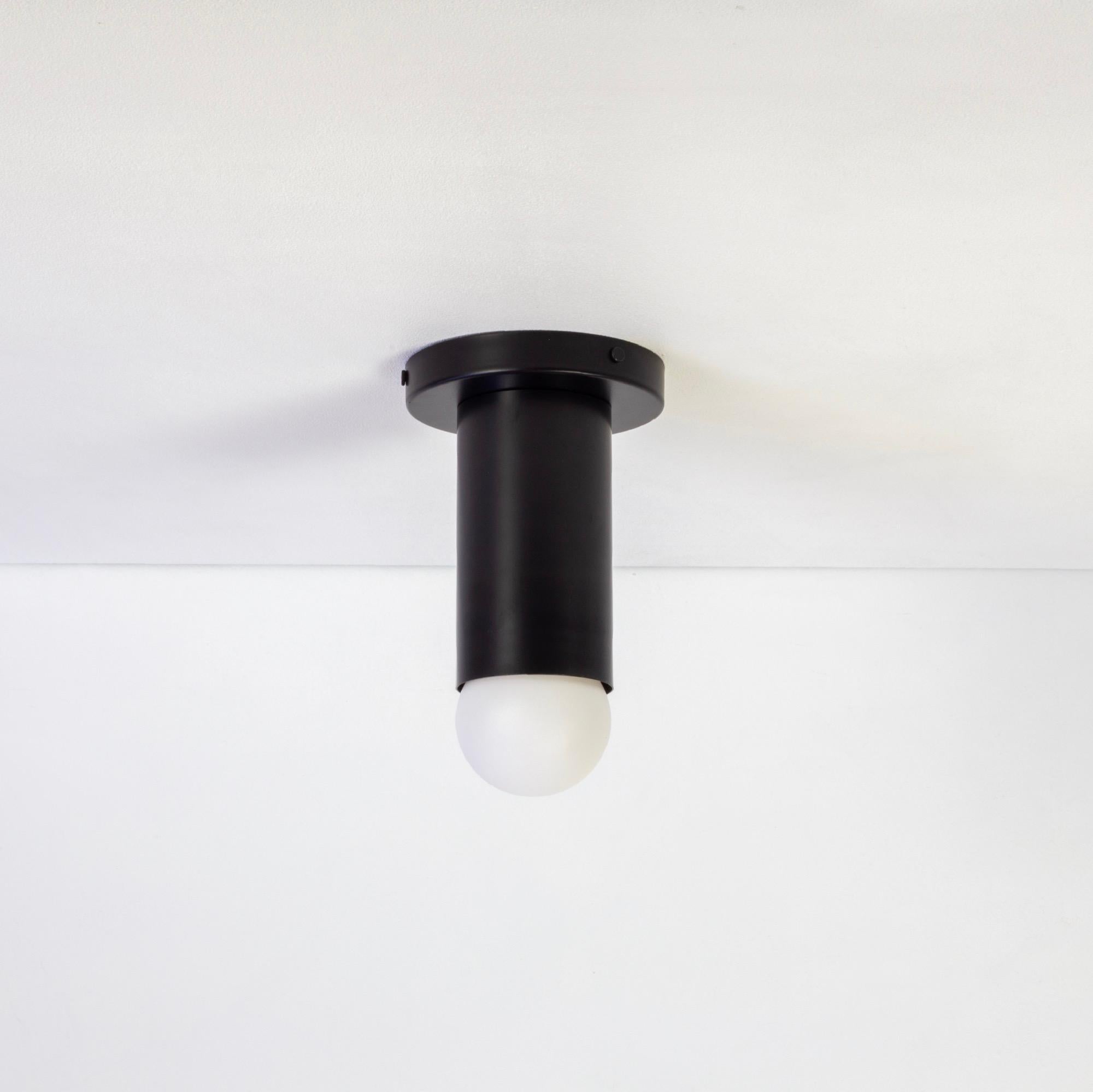 Deep Flush Mount by Research.Lighting, Black, In Stock In New Condition For Sale In Brooklyn, NY