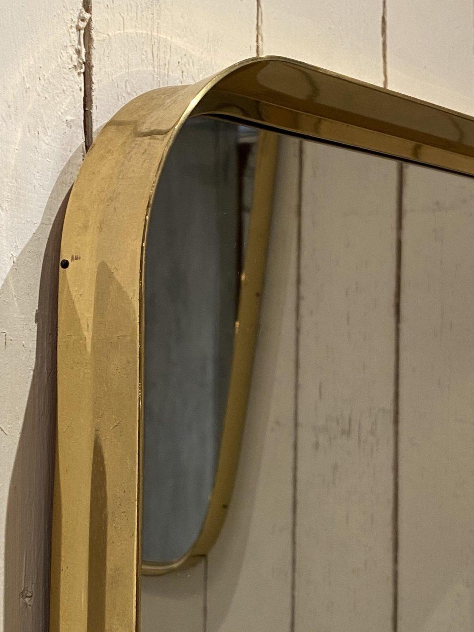 Italian Deep Framed Brass Mirror, 1960s, Italy