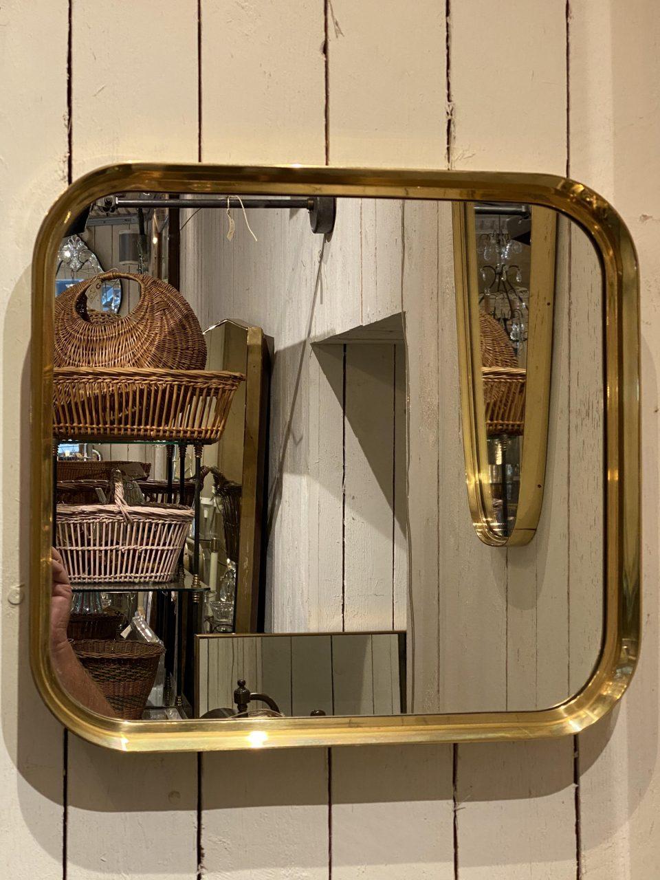 Deep Framed Brass Mirror, 1960s, Italy In Good Condition In Copenhagen K, DK