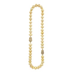 Deep Gold South Sea Pearl Necklace and Champagne Diamond Peanut Gold Clasp