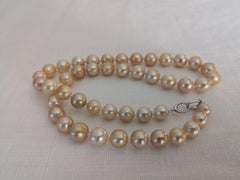 Deep Golden Natural Color Choker South Sea Pearl Necklace, 18 Karat Gold