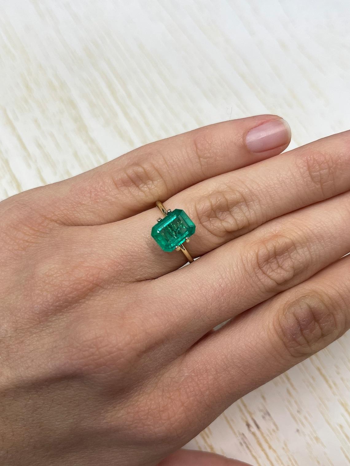 Tiefgrüner 2,50 Karat Classic Smaragd-Schliff kolumbianischer Smaragd Edelstein - Mai-Geburtsstein im Angebot 2