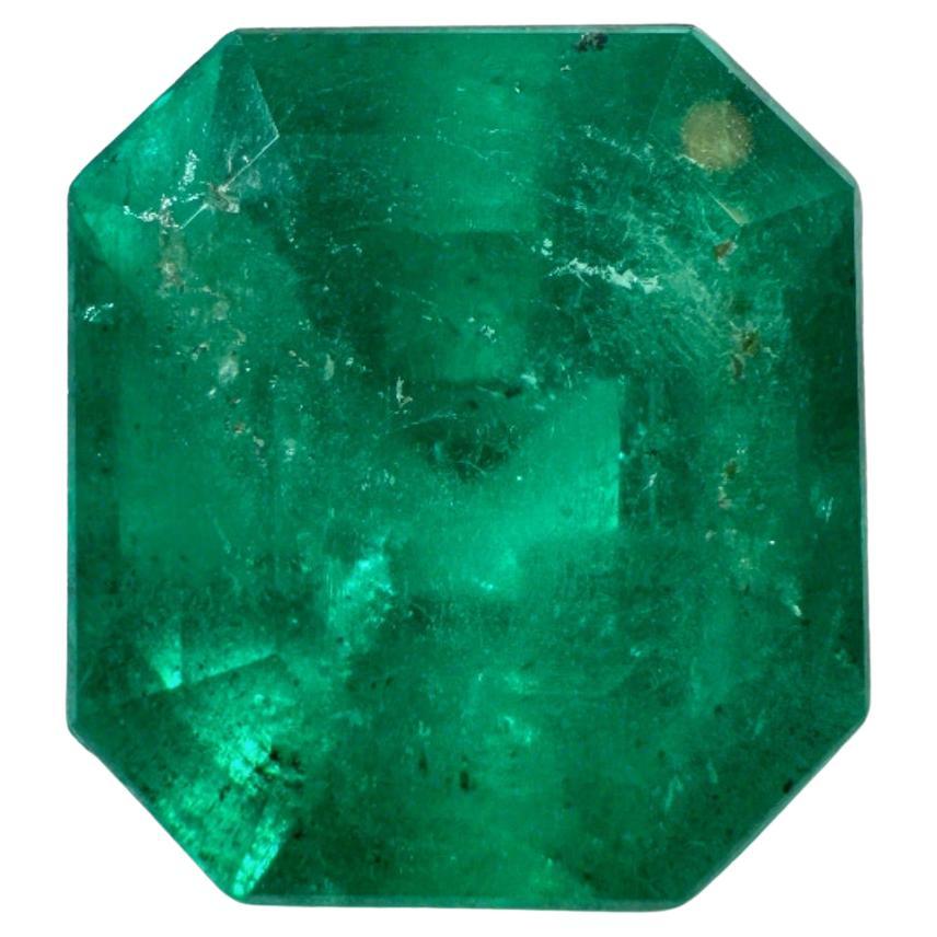 Deep Green 5.91 Carat Emerald Cut Muzo Colombian Emerald Gem - May Birthstone