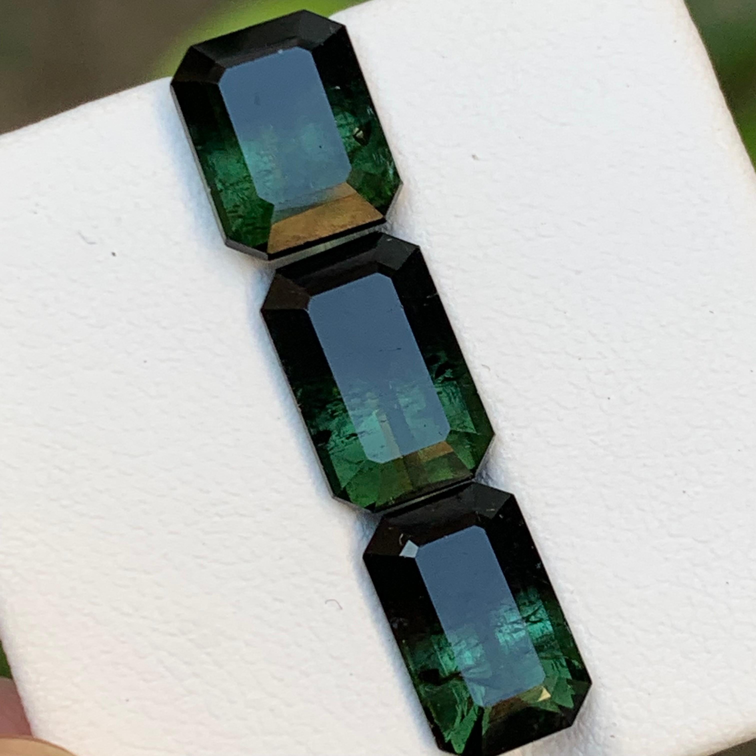 Tourmaline Naturelle Bicolore Vert & Greene & Greene 10.20 Ct Emerald Cut en vente 4