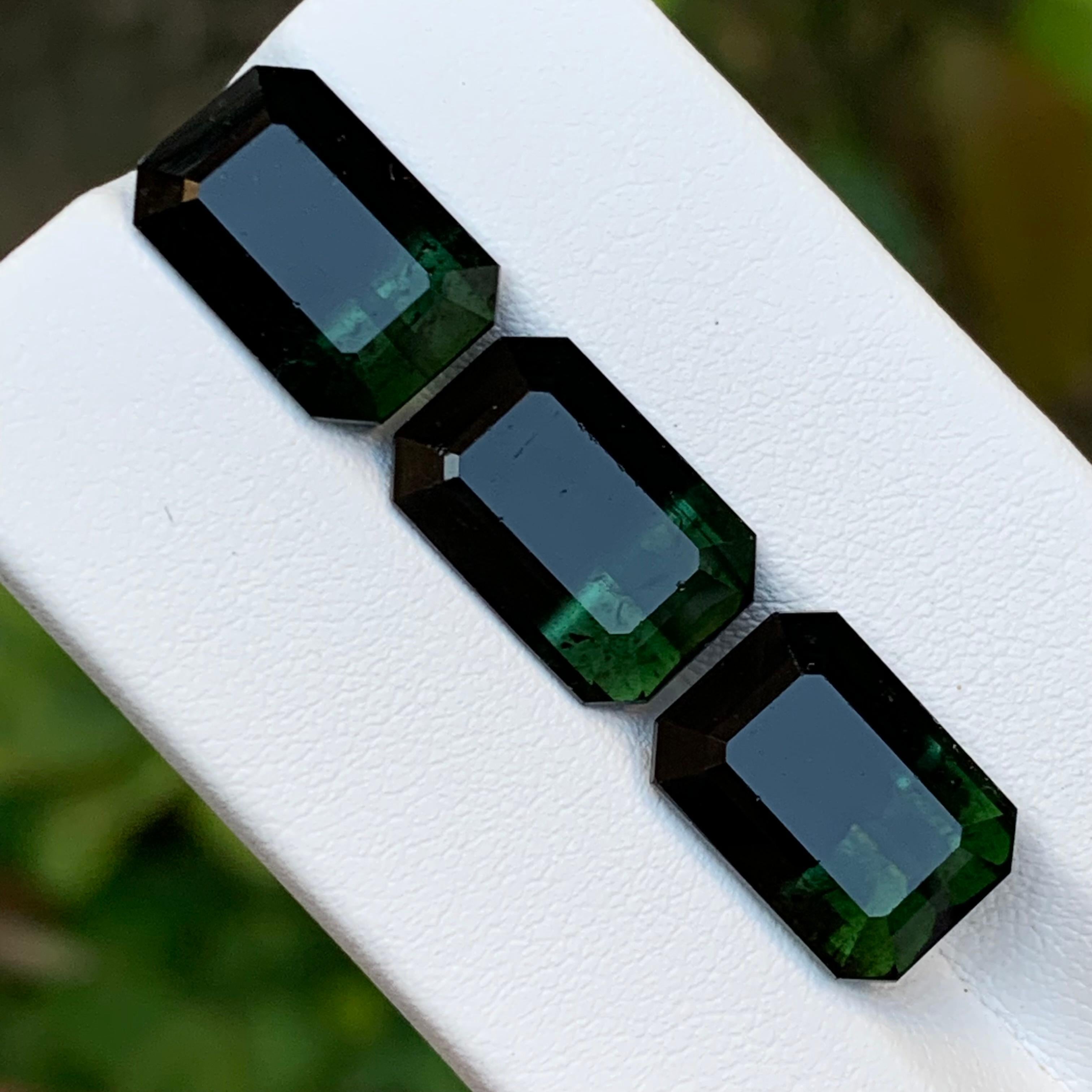 Contemporain Tourmaline Naturelle Bicolore Vert & Greene & Greene 23.10 Ct Emerald Cut en vente