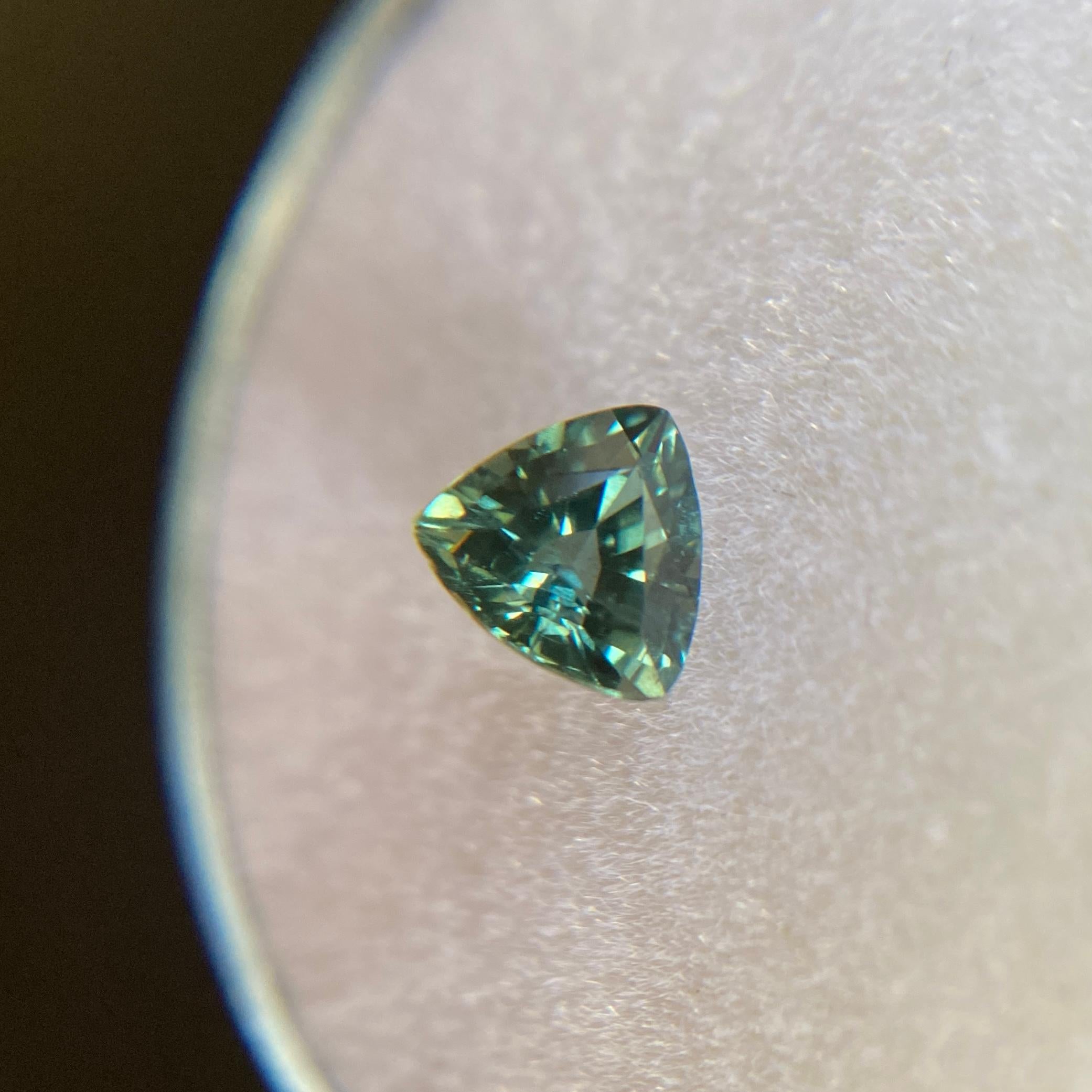 Trillion Cut Deep Green Blue Australian Sapphire 0.67ct Trillion Triangle Cut Gem