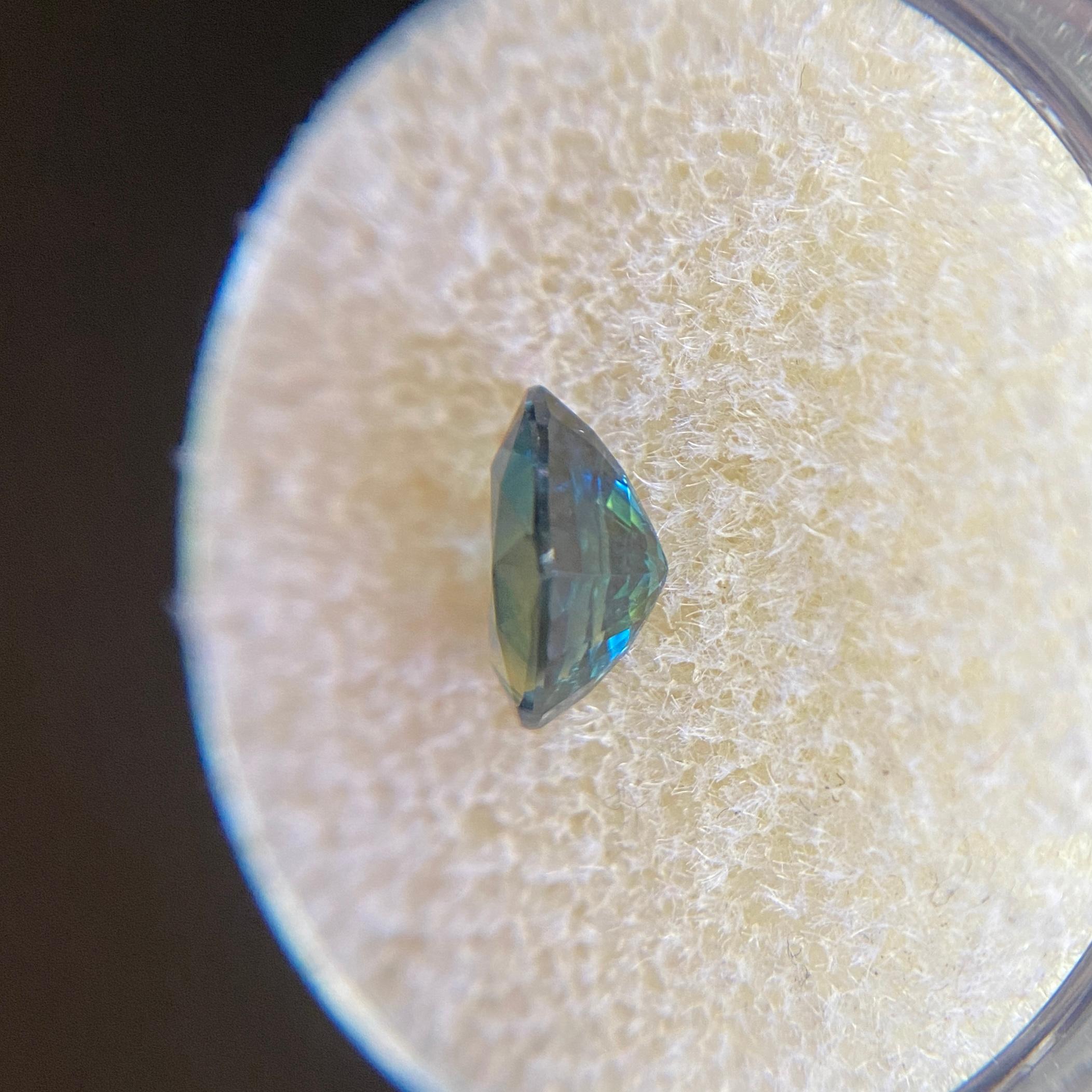 Deep Green Blue Sapphire 1.24ct Trillion Triangle Cut Loose Gemstone 4
