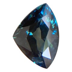 Deep Green Blue Sapphire 1.24ct Trillion Triangle Cut Loose Gemstone