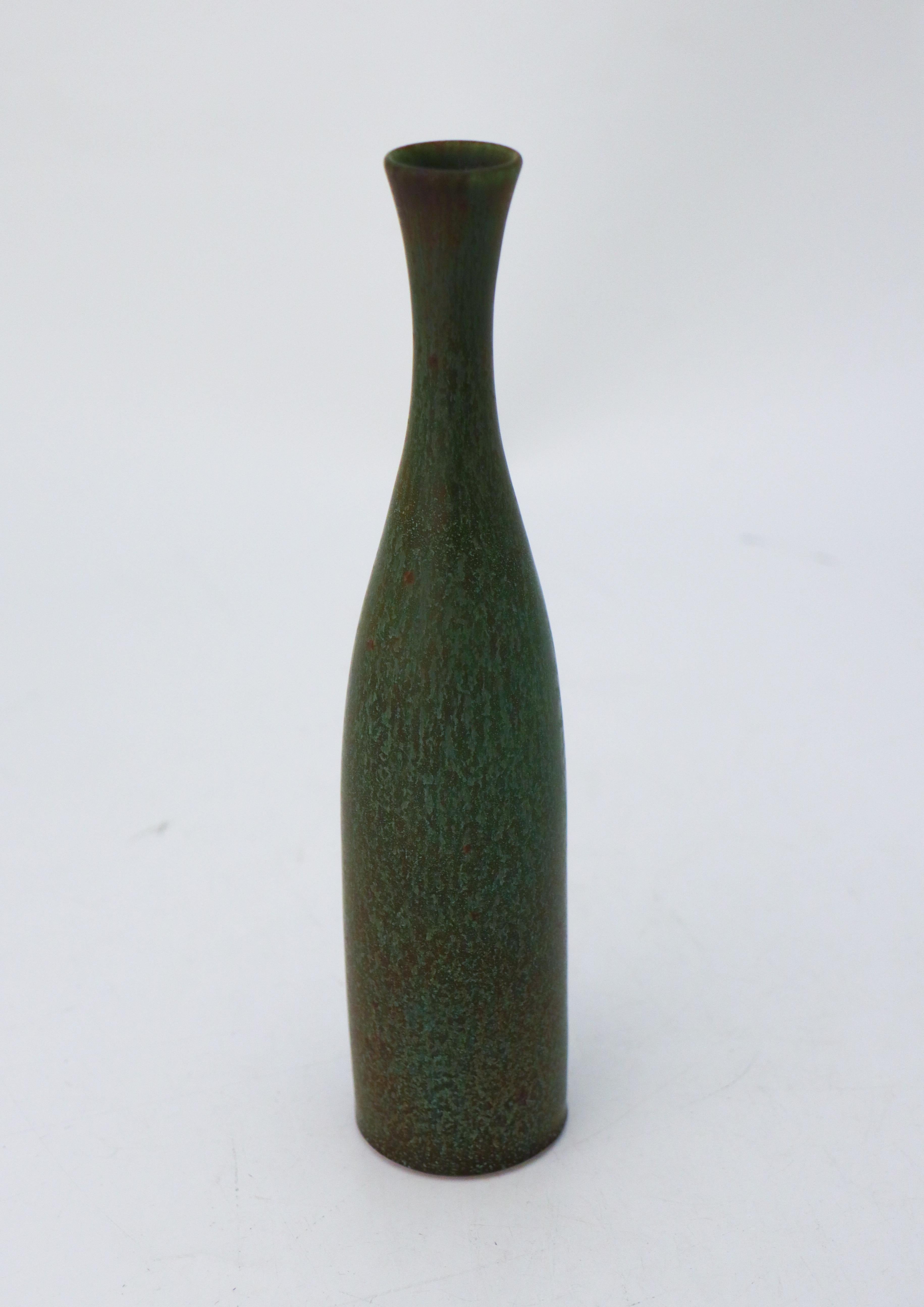 Glazed Deep Green Ceramic Vase - Carl-Harry Stålhane - Rörstrand - Mid 20th Century For Sale