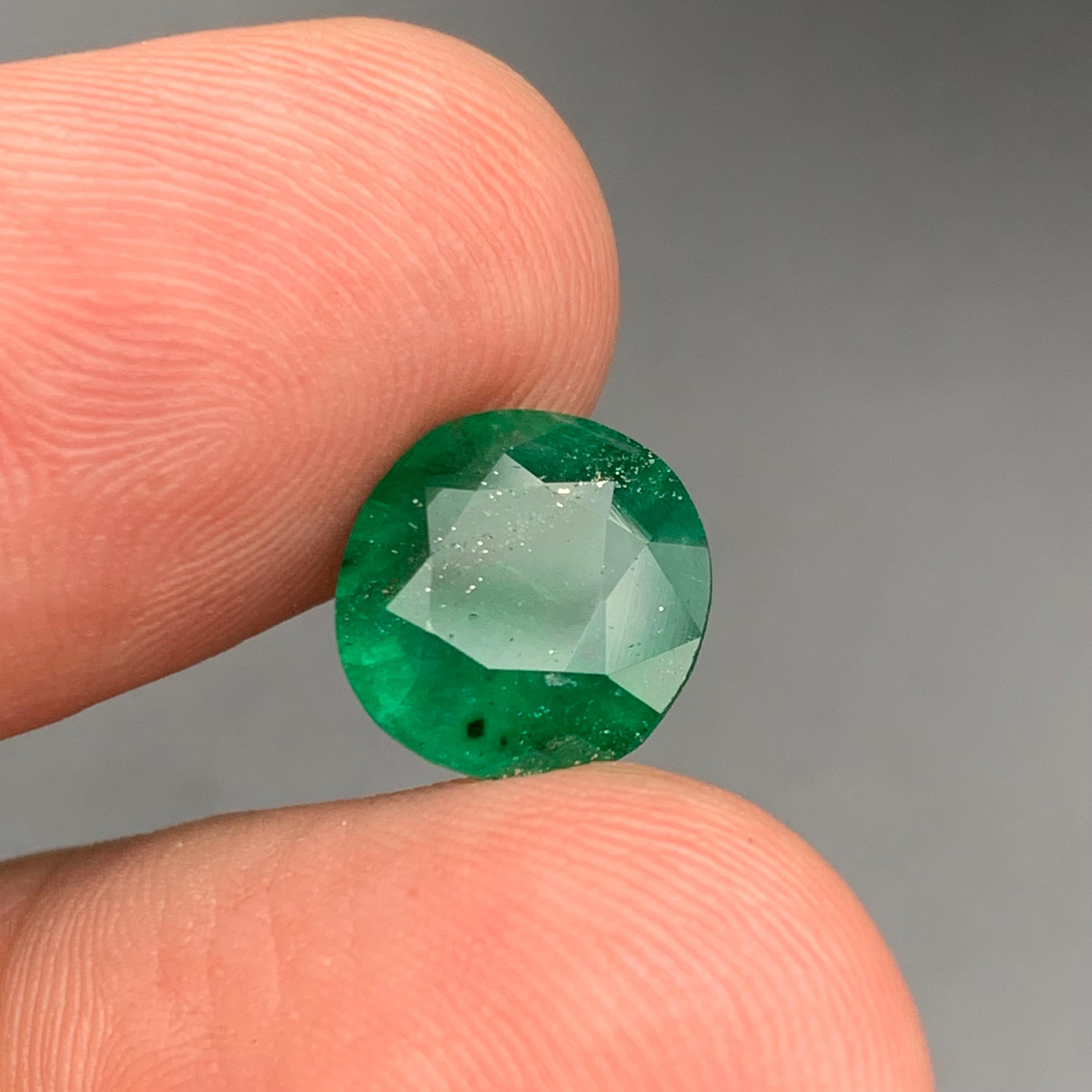 da uomo o donna Deep Green Emerald 3.80 Ct Natural Loose Gemstone Round Cut for Ring or Jewelry in vendita