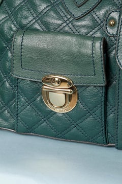 Cuir vert foncé  Sac à bandoulière Marc Jacob avec détails en métal doré