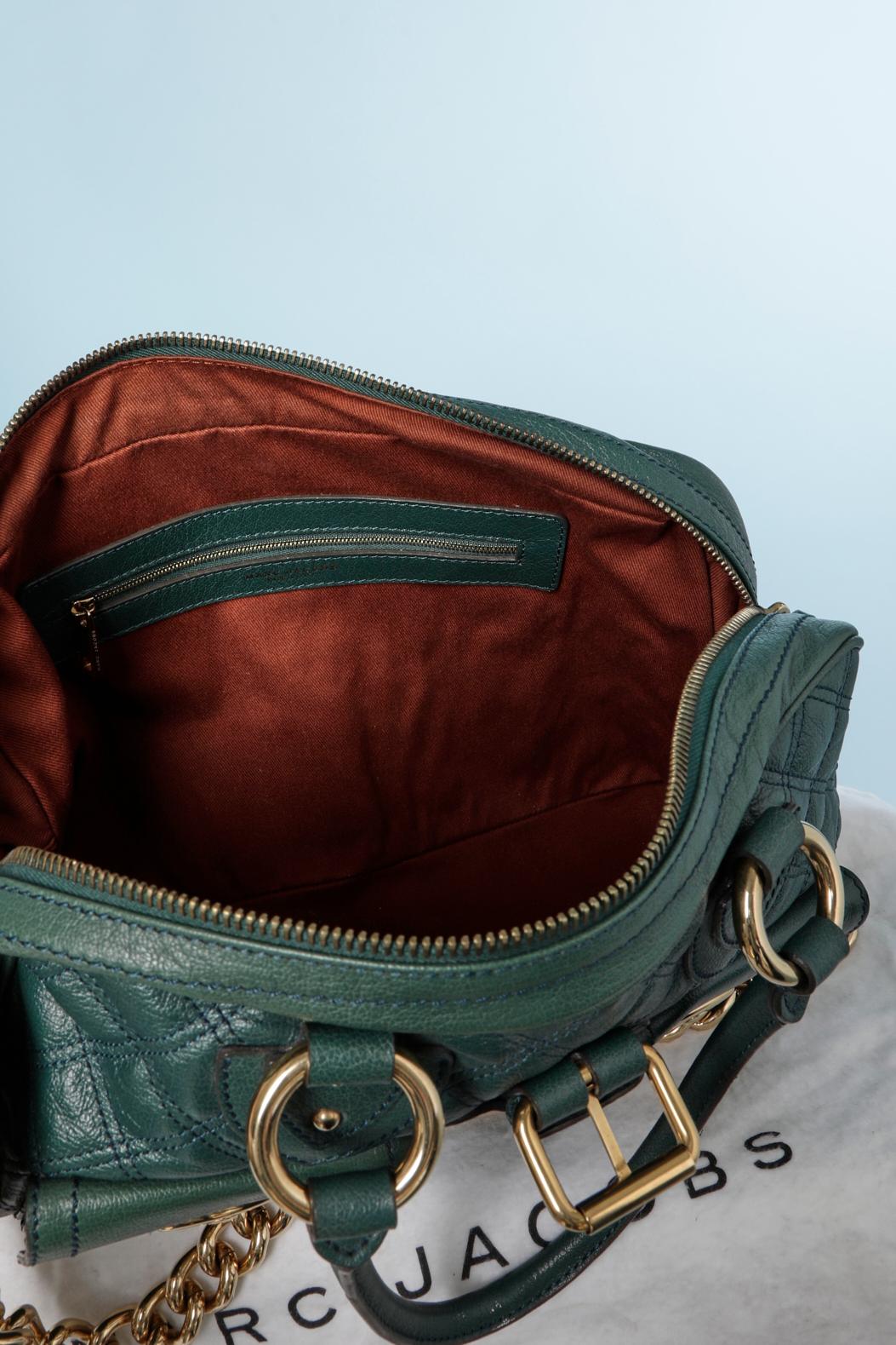 Deep green leather  shoulder bag with gold metal details Marc Jacob  For Sale 1