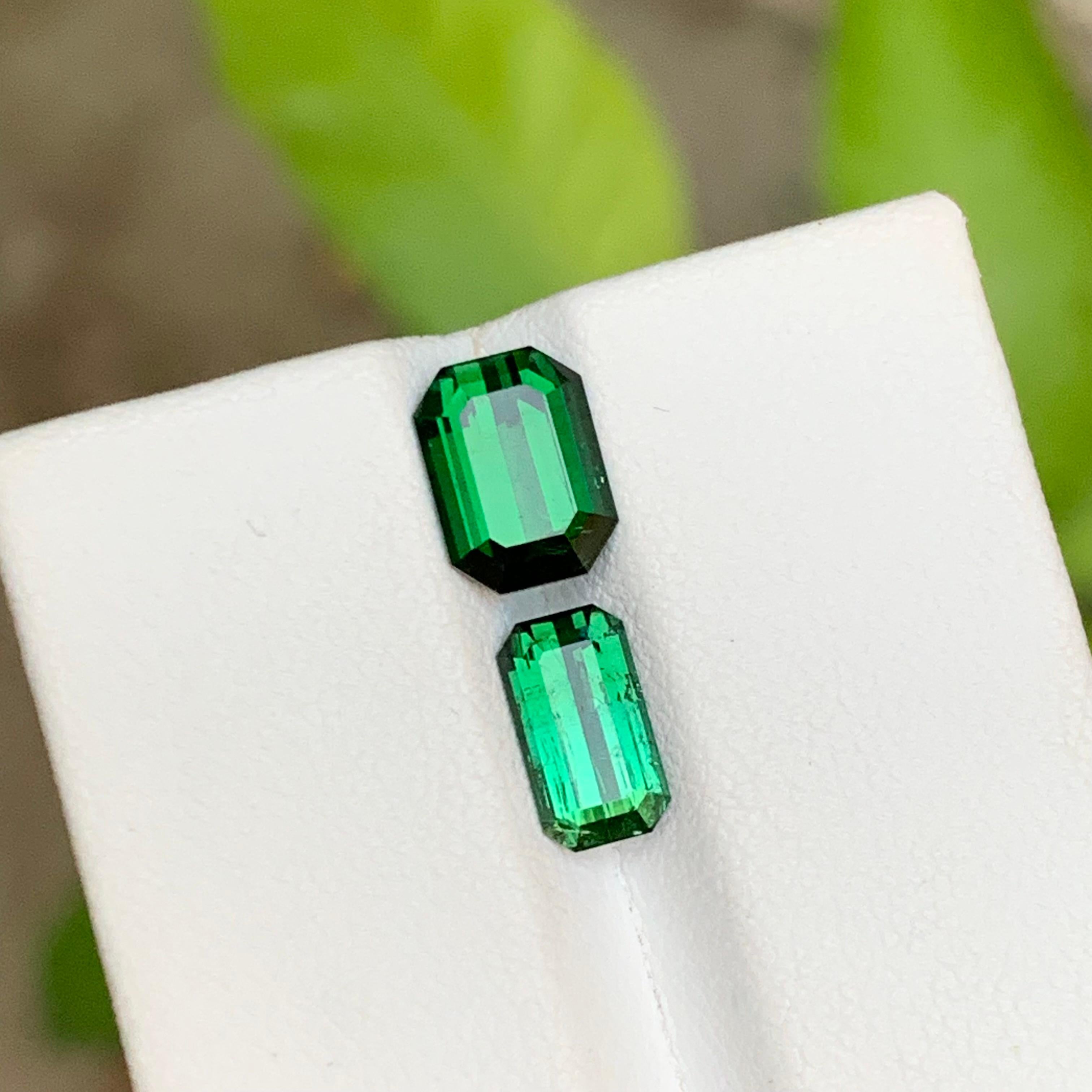 Tiefgrüner & hellblauer grüner Turmalin Edelsteine mit 3,25 Karat im Smaragdschliff  Ring (Zeitgenössisch) im Angebot