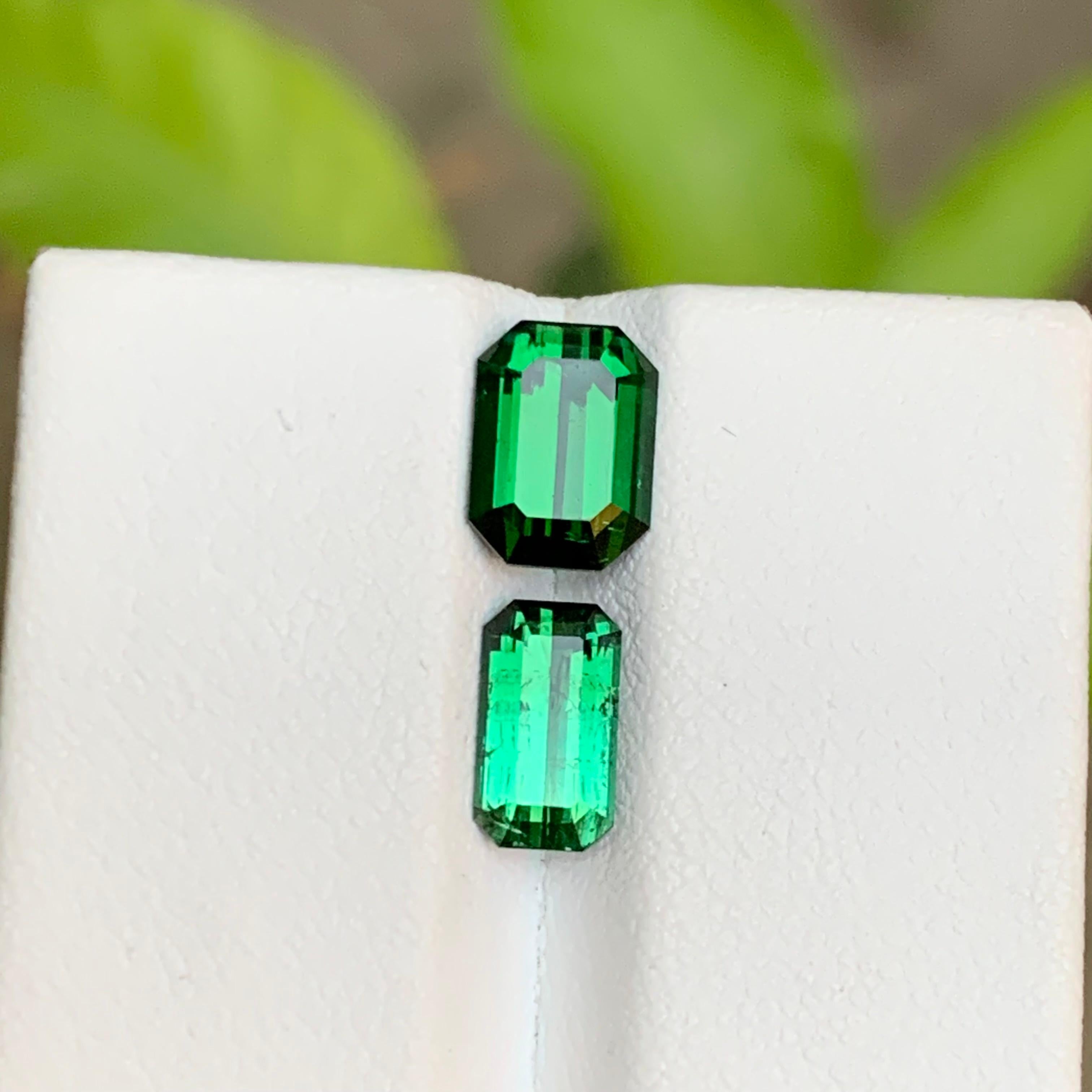 Tiefgrüner & hellblauer grüner Turmalin Edelsteine mit 3,25 Karat im Smaragdschliff  Ring im Zustand „Neu“ im Angebot in Peshawar, PK