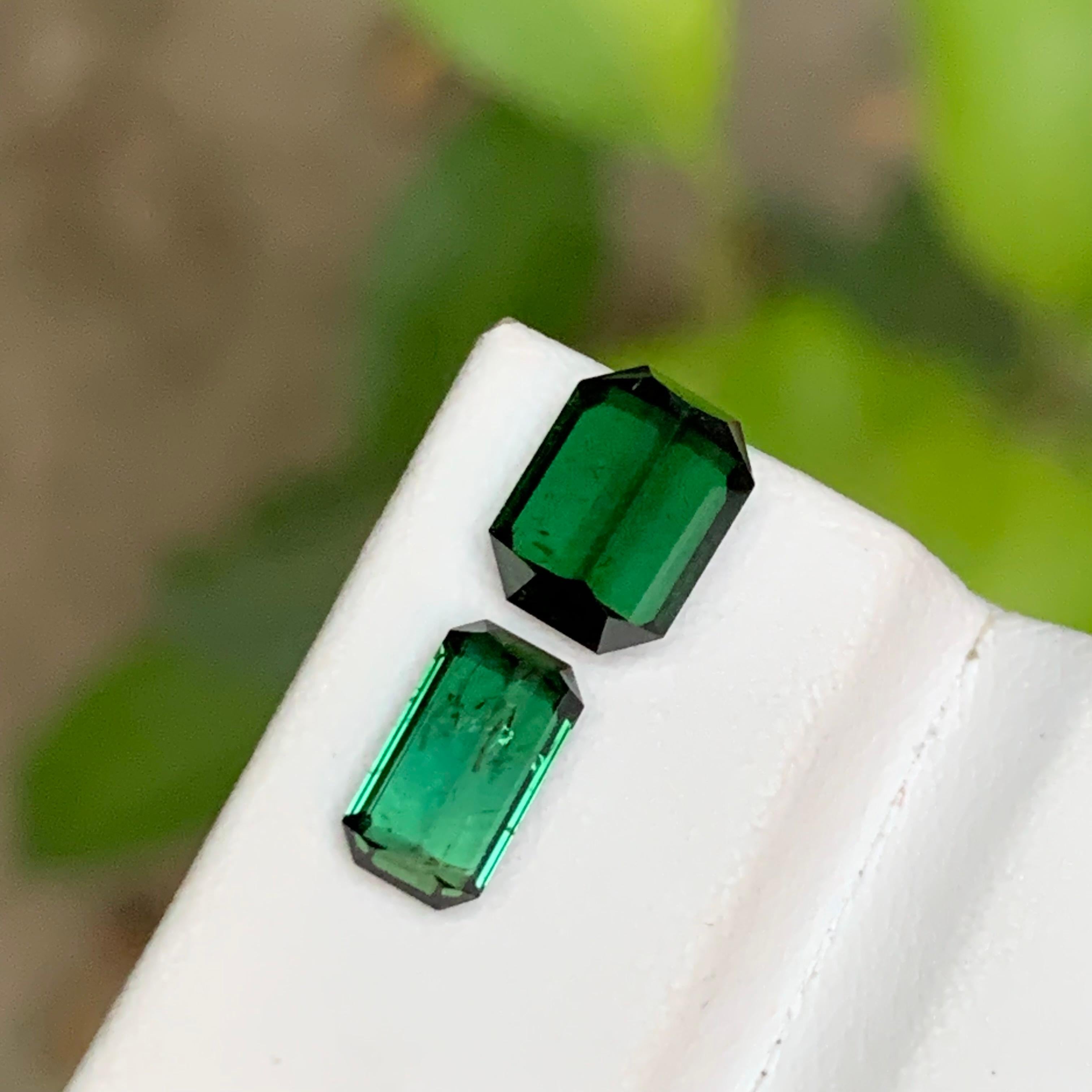 Tiefgrüner & hellblauer grüner Turmalin Edelsteine mit 3,25 Karat im Smaragdschliff  Ring für Damen oder Herren im Angebot