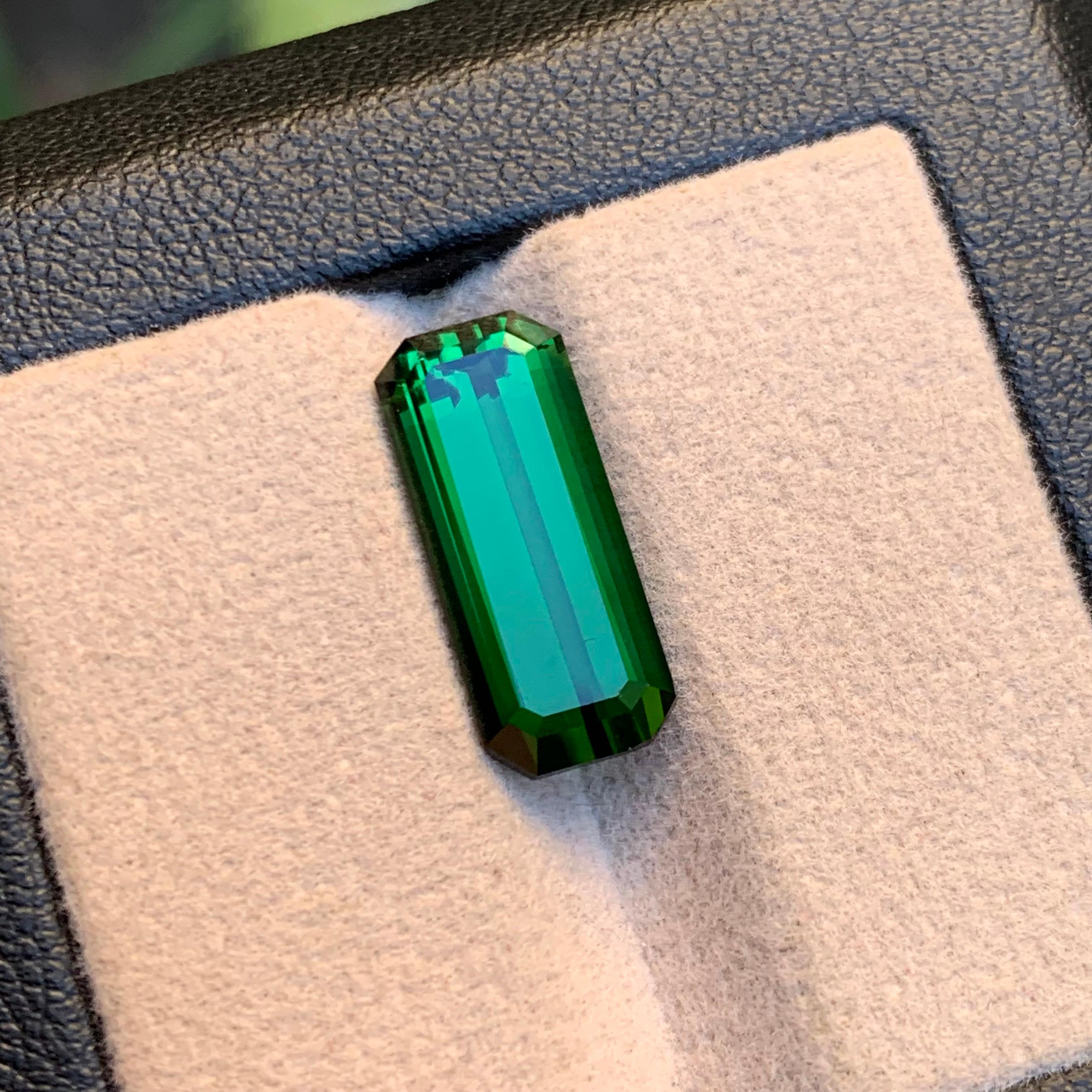 Deep Green Natural Tourmaline Gemstone Emerald Cut, 6.25 Ct-for Jewelry Setting  For Sale 5