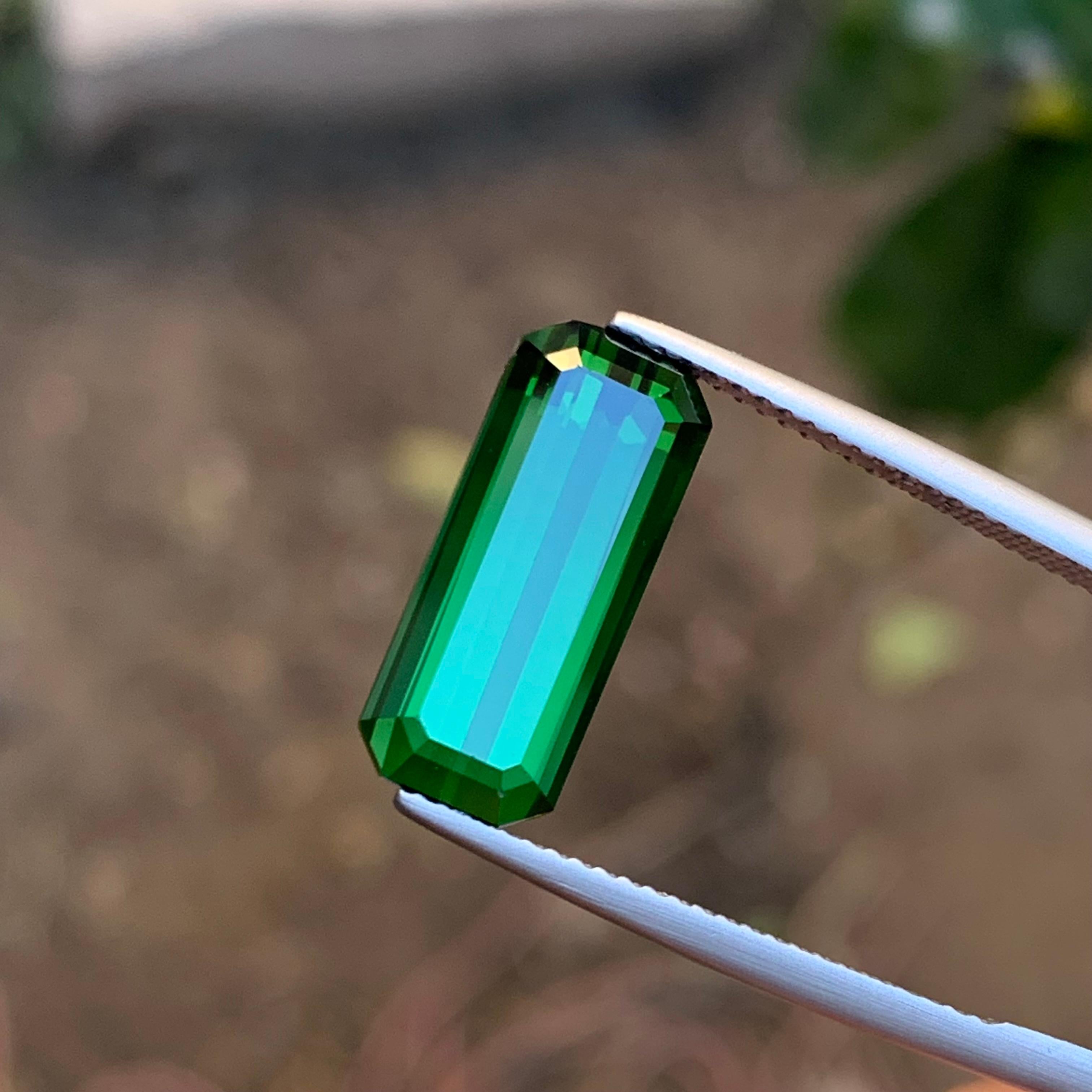 Deep Green Natural Tourmaline Gemstone Emerald Cut, 6.25 Ct-for Jewelry Setting  For Sale 6