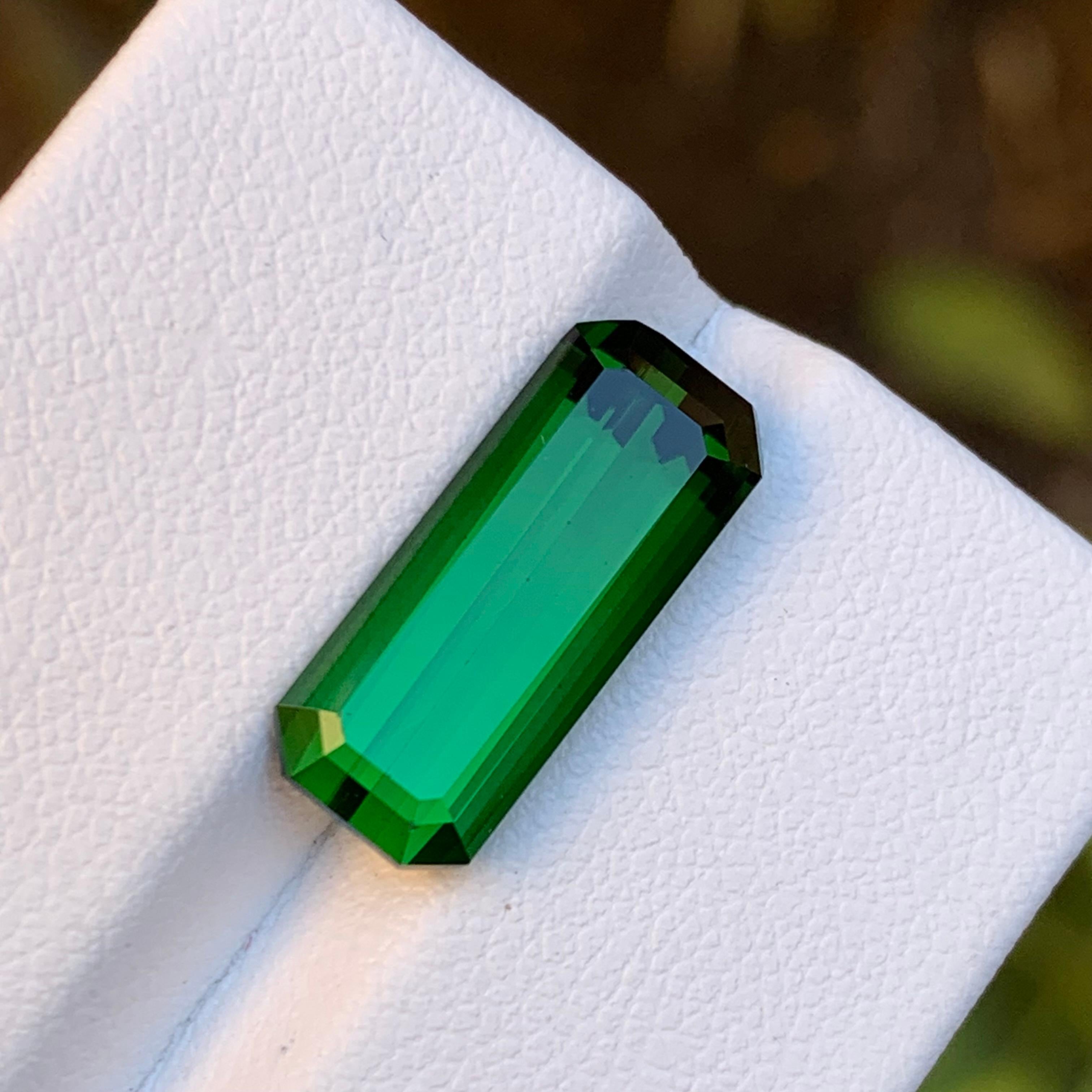 Deep Green Natural Tourmaline Gemstone Emerald Cut, 6.25 Ct-for Jewelry Setting  For Sale 7