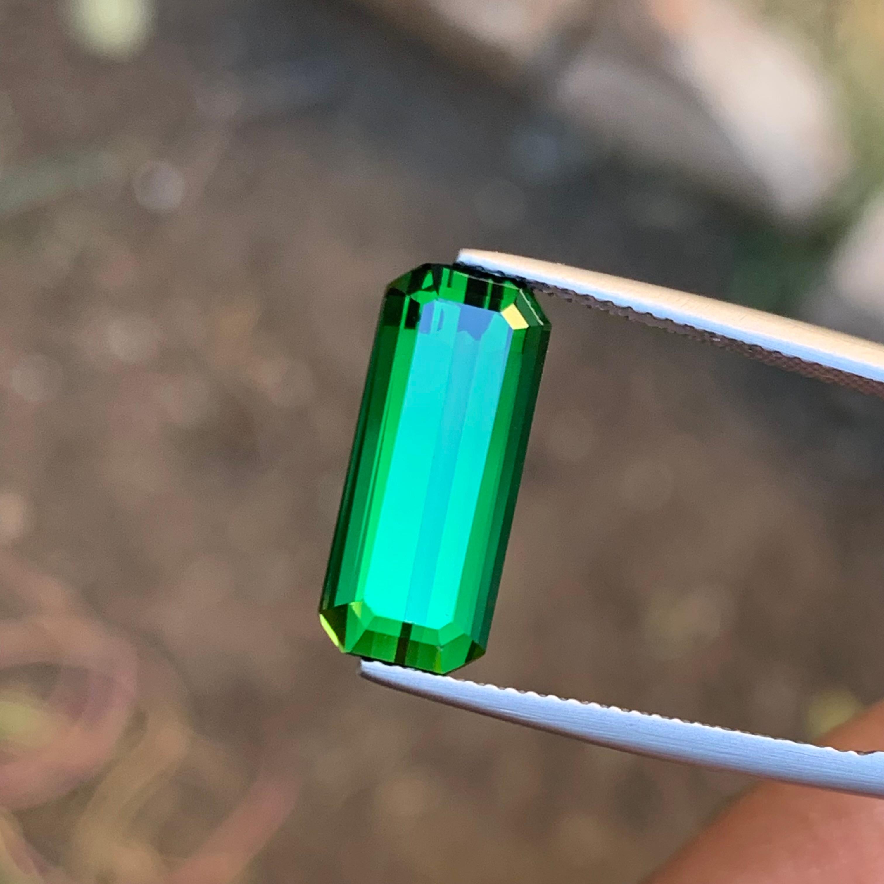 Deep Green Natural Tourmaline Gemstone Emerald Cut, 6.25 Ct-for Jewelry Setting  For Sale 8