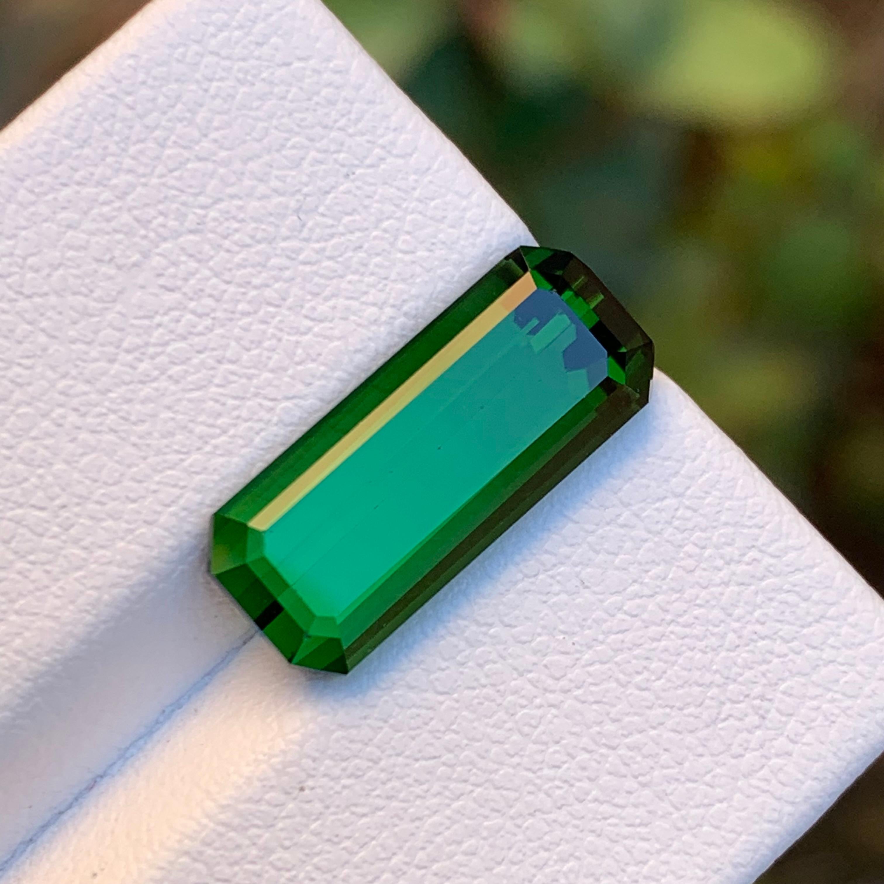 Contemporary Deep Green Natural Tourmaline Gemstone Emerald Cut, 6.25 Ct-for Jewelry Setting  For Sale