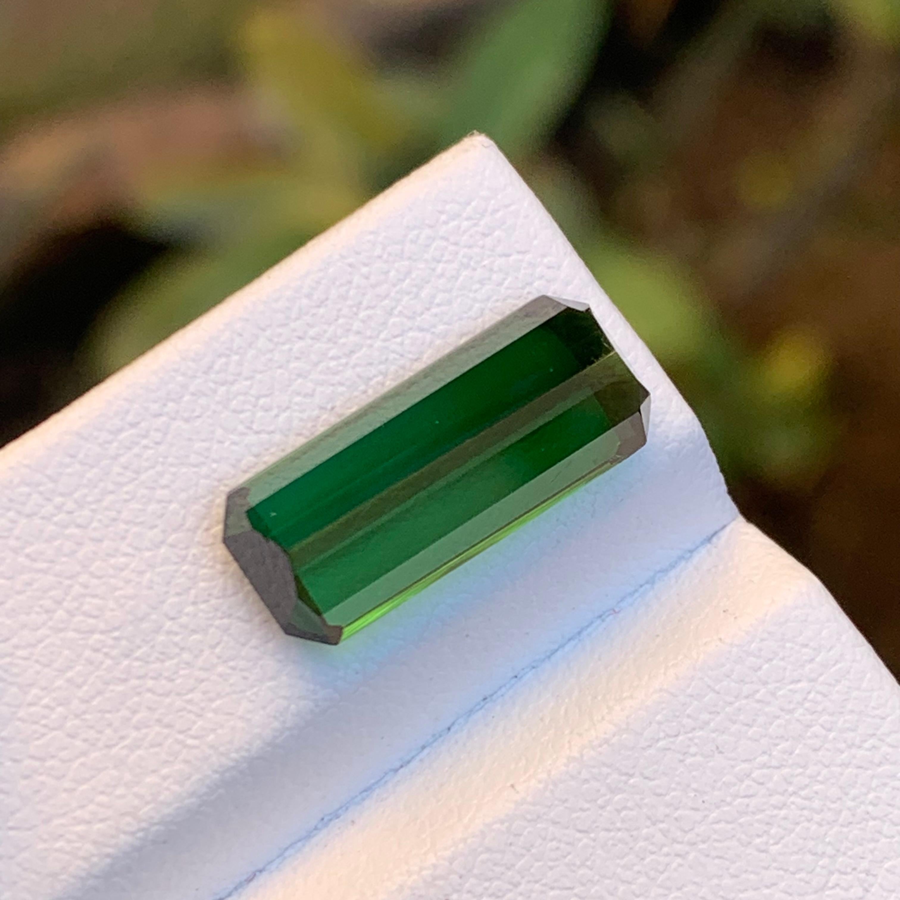 Deep Green Natural Tourmaline Gemstone Emerald Cut, 6.25 Ct-for Jewelry Setting  For Sale 1