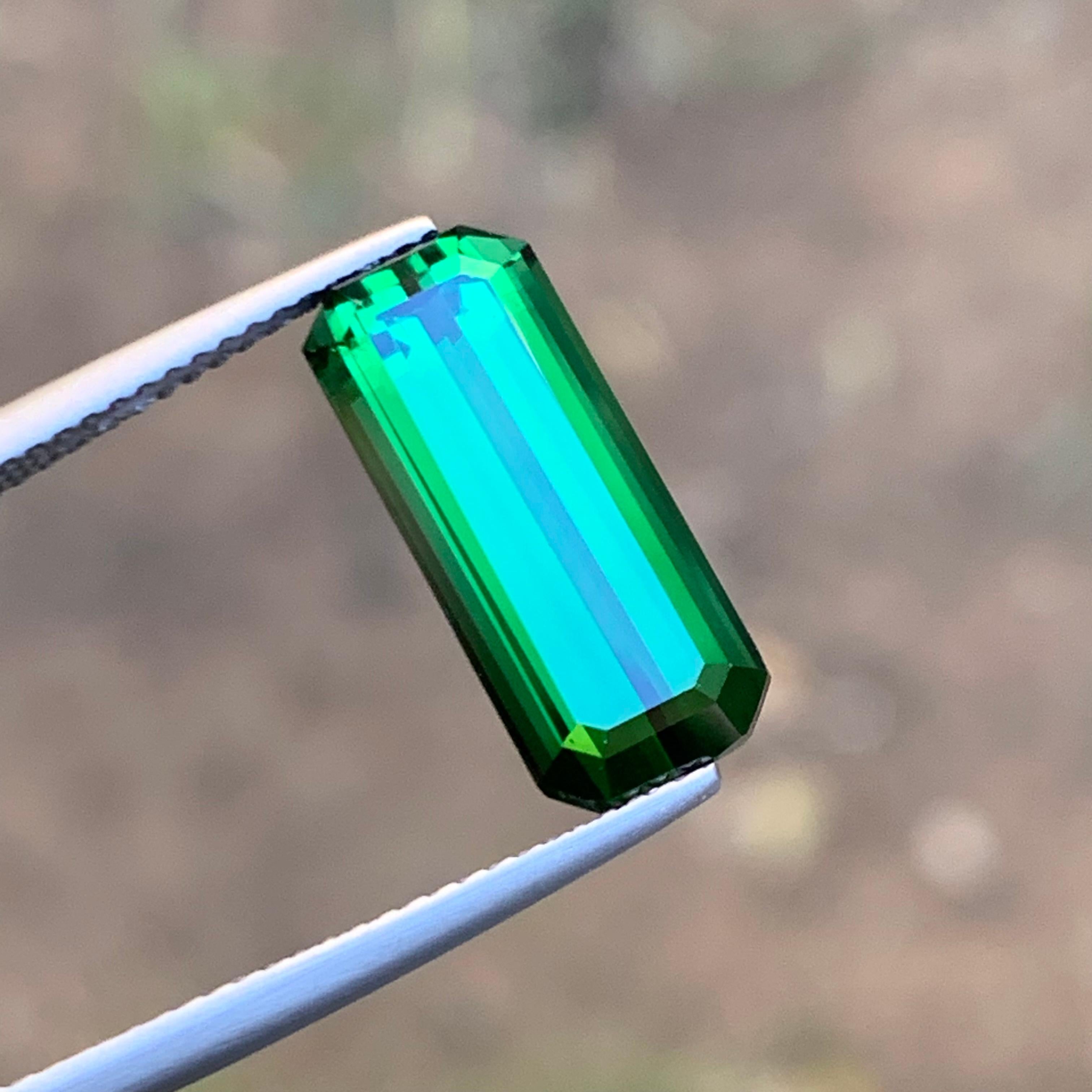 Deep Green Natural Tourmaline Gemstone Emerald Cut, 6.25 Ct-for Jewelry Setting  For Sale 2