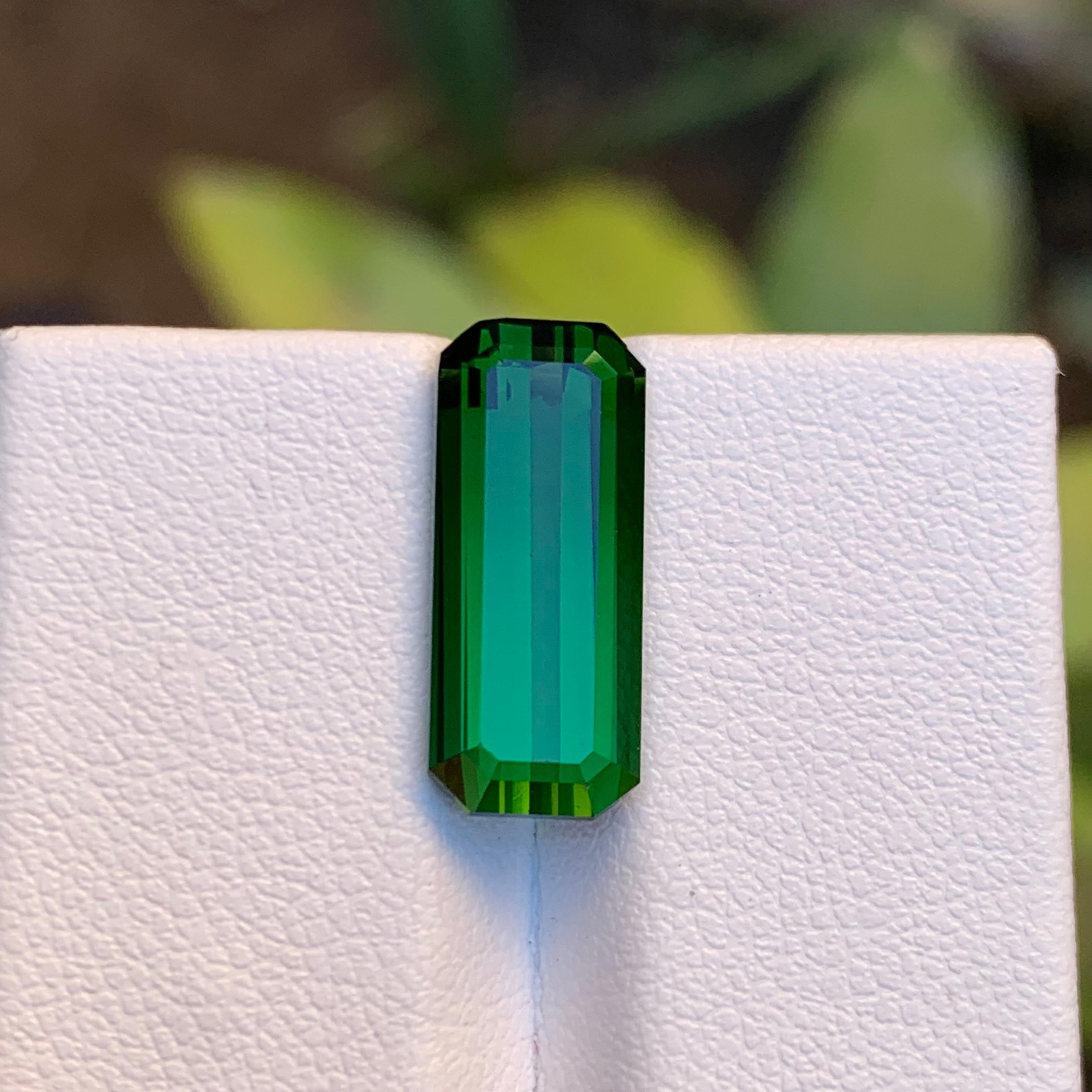 Deep Green Natural Tourmaline Gemstone Emerald Cut, 6.25 Ct-for Jewelry Setting  For Sale 4