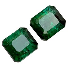 Deep Green Natural Tourmaline Gemstones 3.90 Ct Emerald Cut for Earrings Jewelry