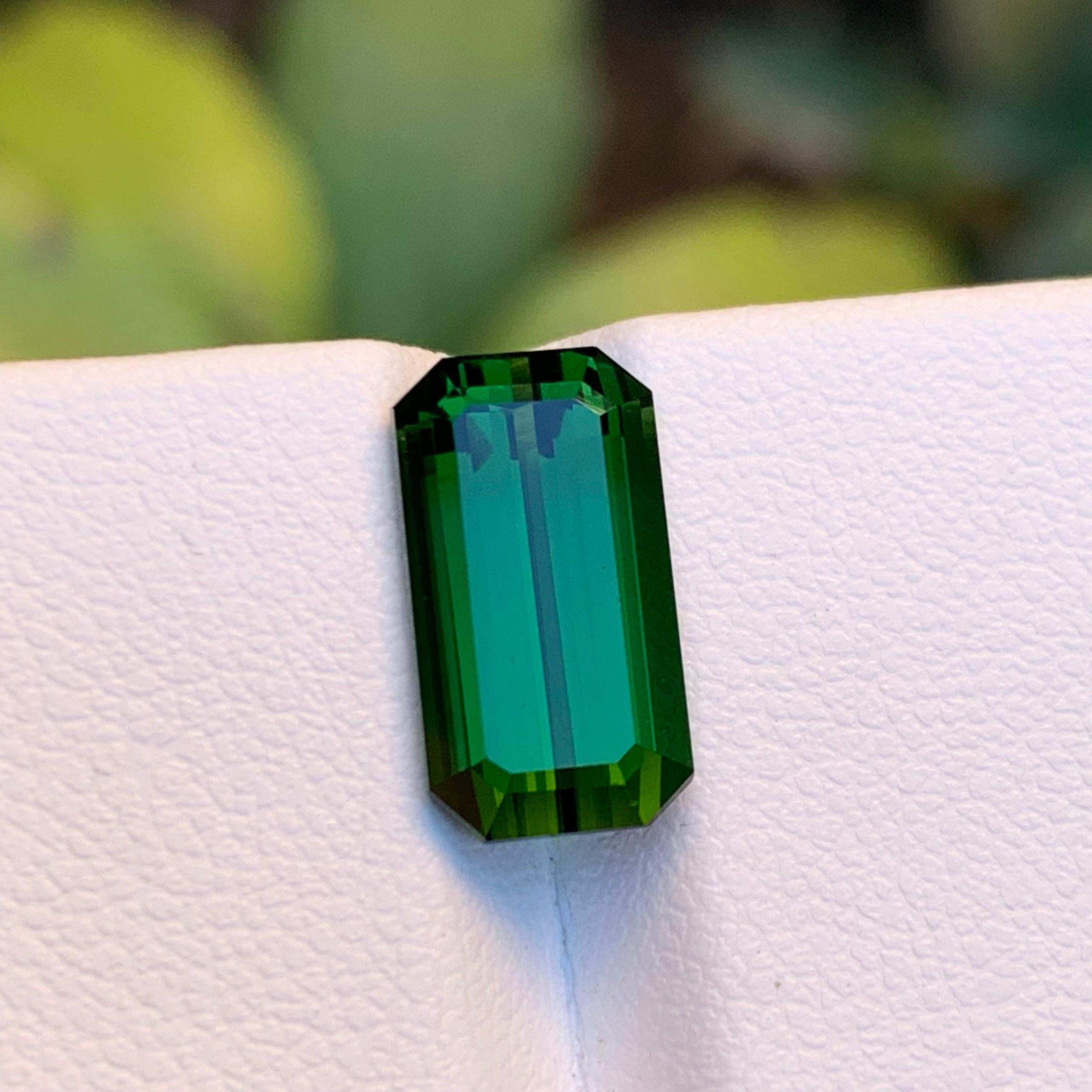 Deep Green Natural Tourmaline Loose Gemstone, 5.05 Ct-Emerald Cut Top Quality Af For Sale 5